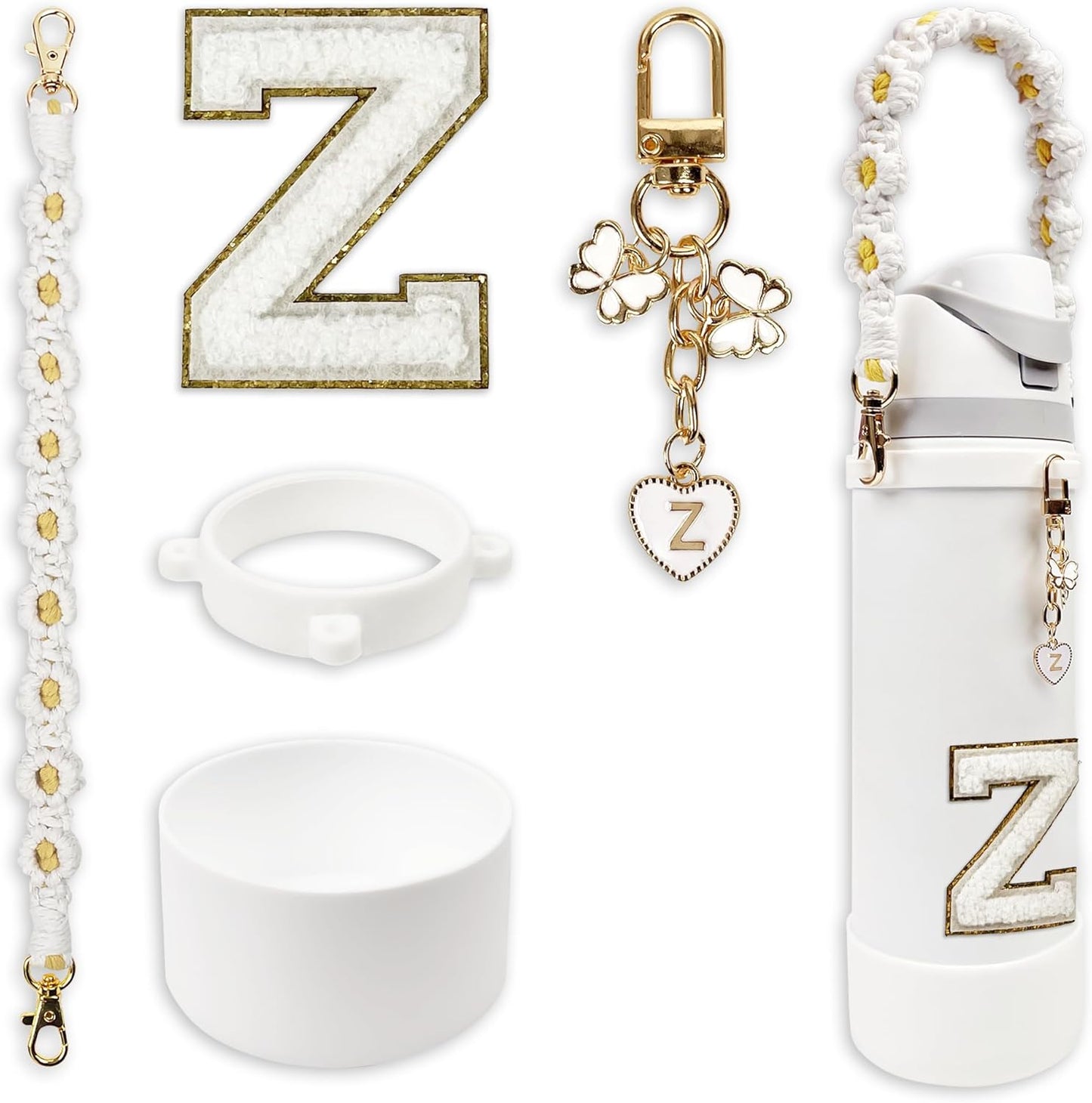 SITKOL Silicone Boot Cute Monogram Set Compatible with Owala Water Bottle 24 oz, 32 oz, 40 oz - Perfect Letter Owala Accessories for Owala Tumbler, Owala Free Sip, Pink Owala, Black Owala