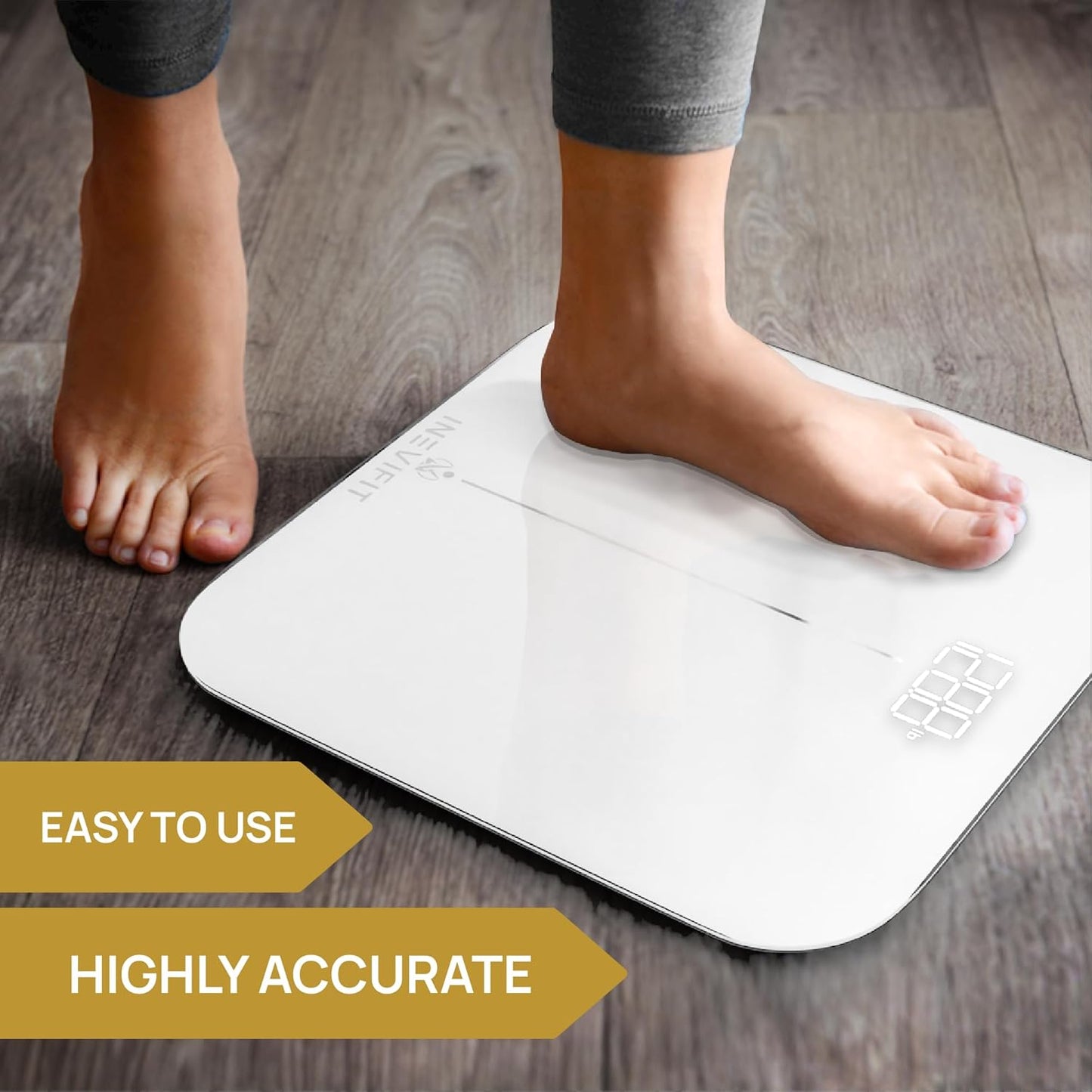 INEVIFIT Premium Bathroom Scale, Highly Accurate Digital Bathroom Body Scale, Precisely Measures Weight up to 400 lbs