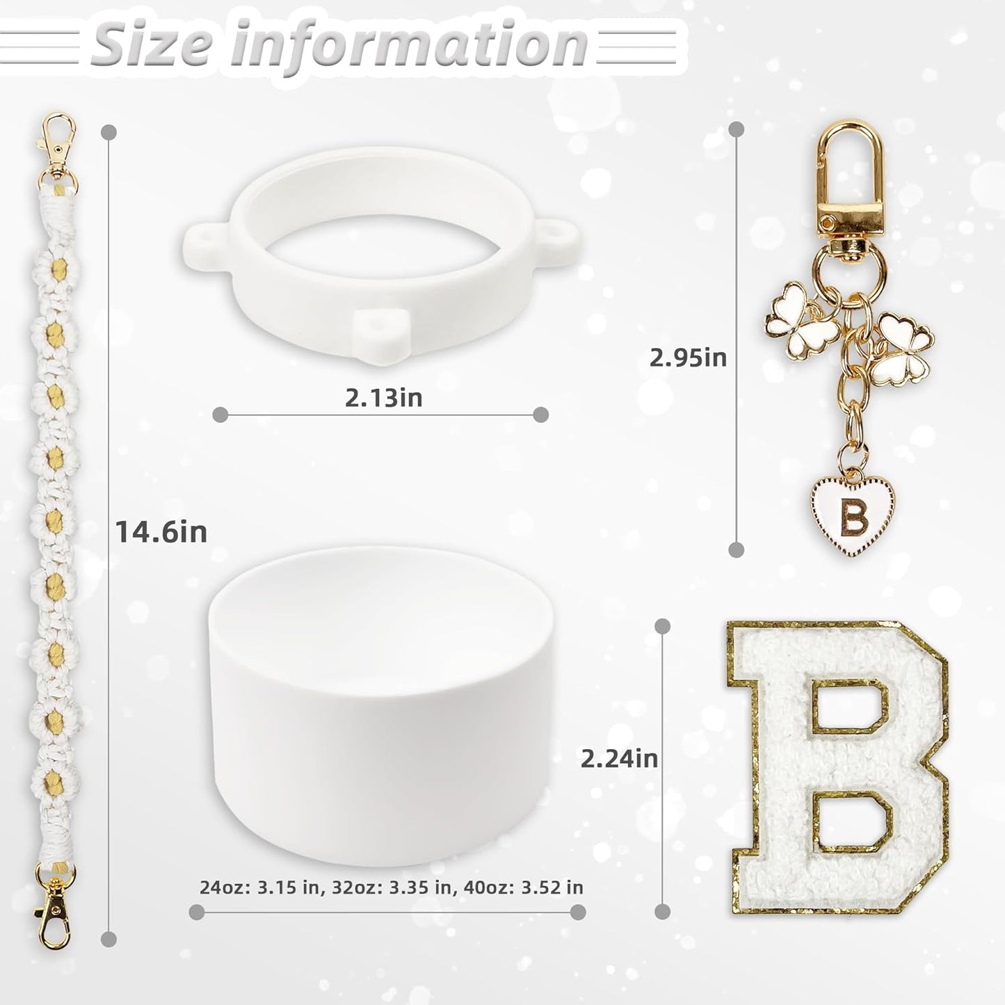 SITKOL Silicone Boot Cute Monogram Set Compatible with Owala Water Bottle 24 oz, 32 oz, 40 oz - Perfect Letter Owala Accessories for Owala Tumbler, Owala Free Sip, Pink Owala, Black Owala