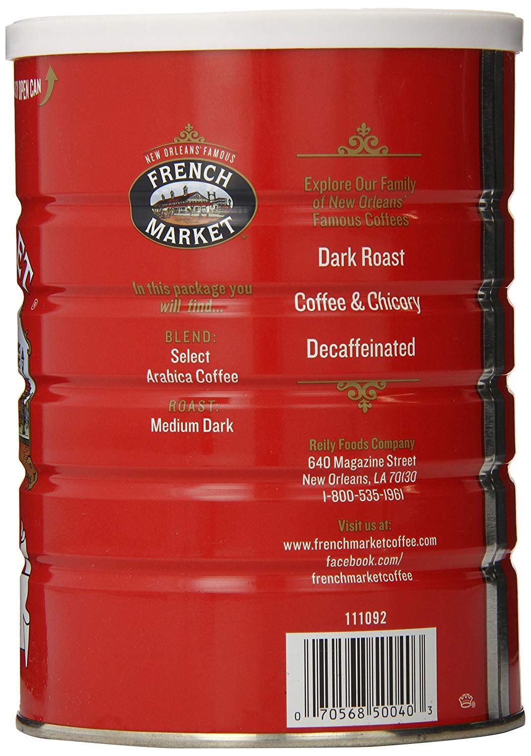 French Market French Roast Medium-Dark Roast Ground Coffee, 12oz Can (Pack of 6)