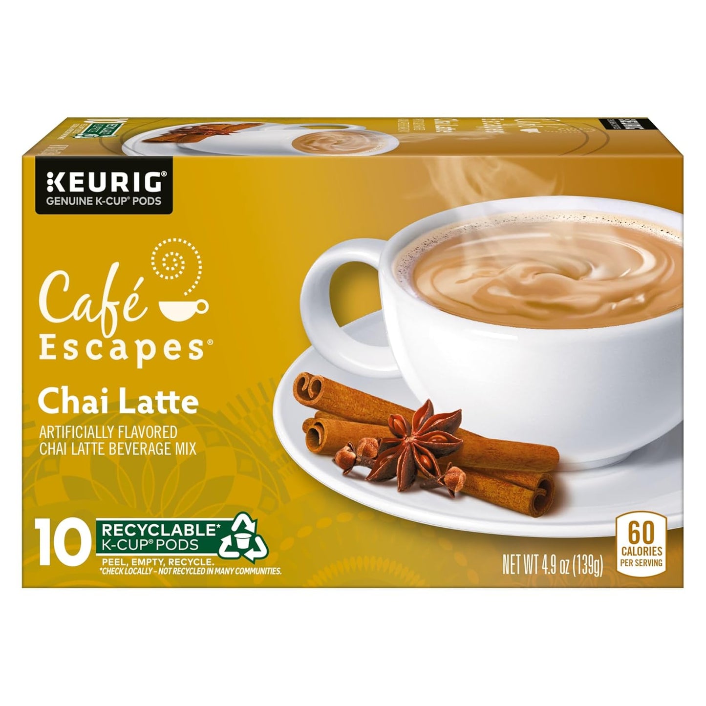 Café Escapes Chai Latte, Single-Serve K-Cup Pods, 60 Count