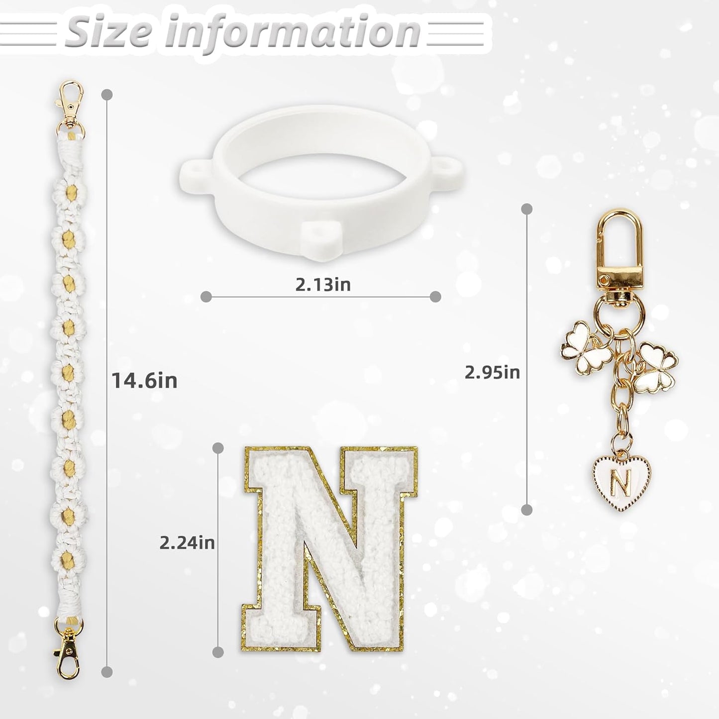 Cute Letter Charm Set Compatible with Owala Water Bottle 24 oz, 32 oz, 40 oz, Owala Kids, Owala Coffee Tumbler, Owala FreeSip – Includes Handle Strap, for Owala Accessories & Stanley Cup Accessories