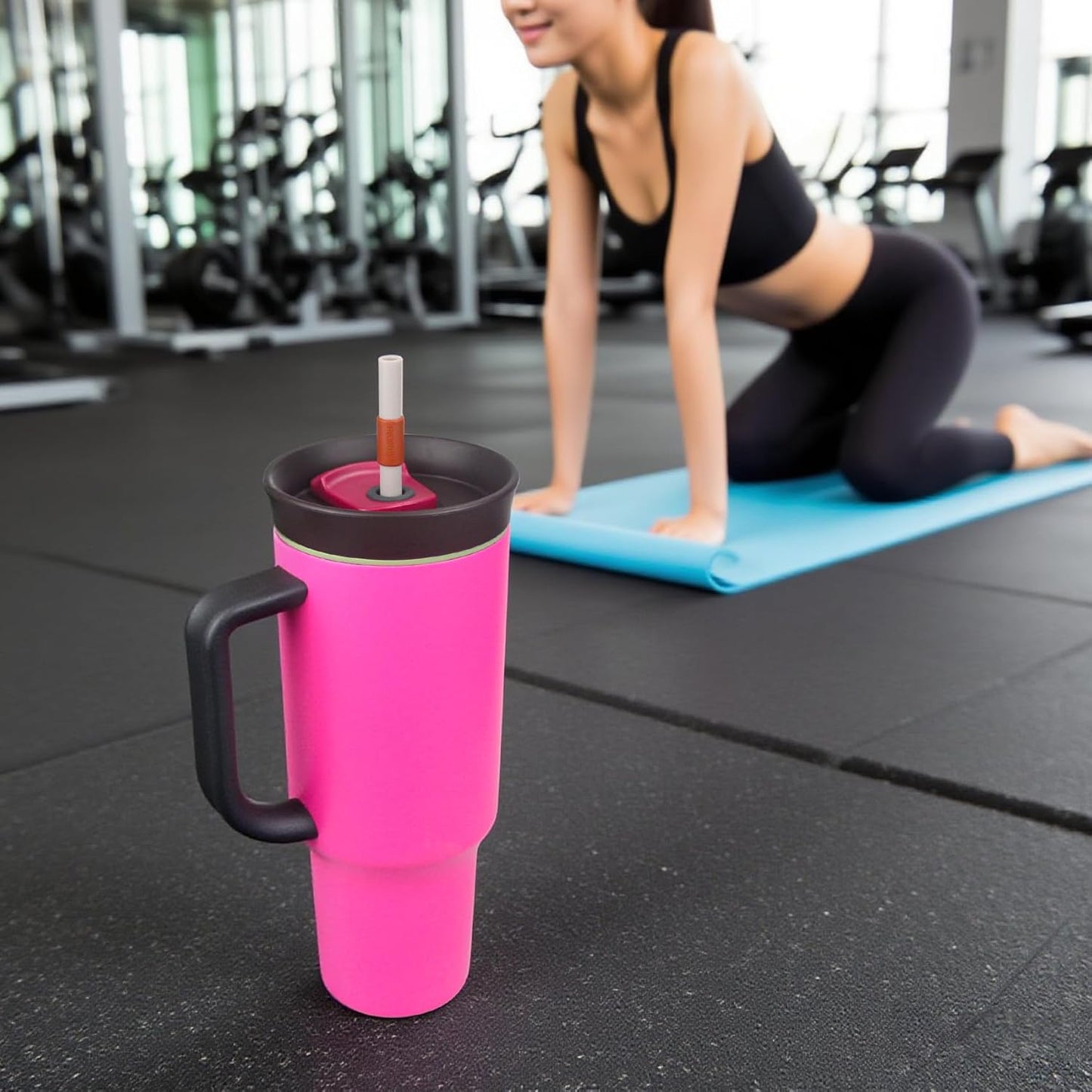 Replacement Straws for Owala 40oz Tumbler, with 1 Brush,6 Pack (light red)