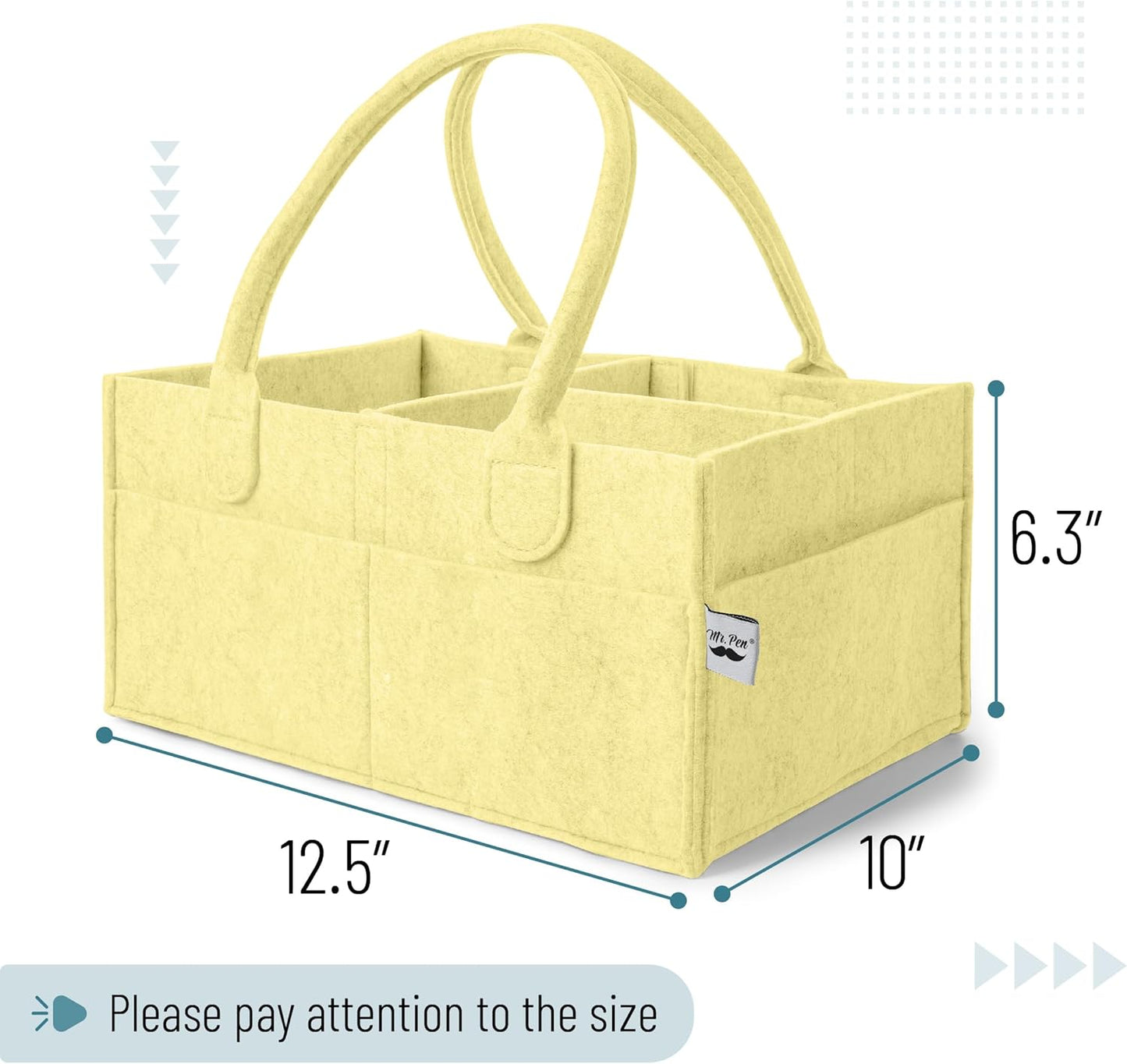 Mr. Pen- Baby Diaper Caddy Organizer, Lemon Glow, Baby Caddy Organizer with Handle, Compact Size, Collapsible & Portable