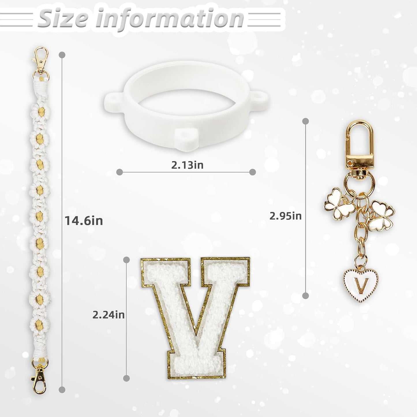 Cute Letter Charm Set Compatible with Owala Water Bottle 24 oz, 32 oz, 40 oz, Owala Kids, Owala Coffee Tumbler, Owala FreeSip – Includes Handle Strap, for Owala Accessories & Stanley Cup Accessories