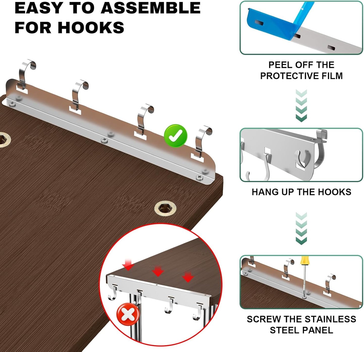 ZHWS Bathroom Counter Organizer for MakeUps, Dresser Table, Kitchen Countertop Organizer Adjustable 3 Tier Corner Shelf with 4 Metal Hooks for Coffee Bar, Spice Rack, Over Sink