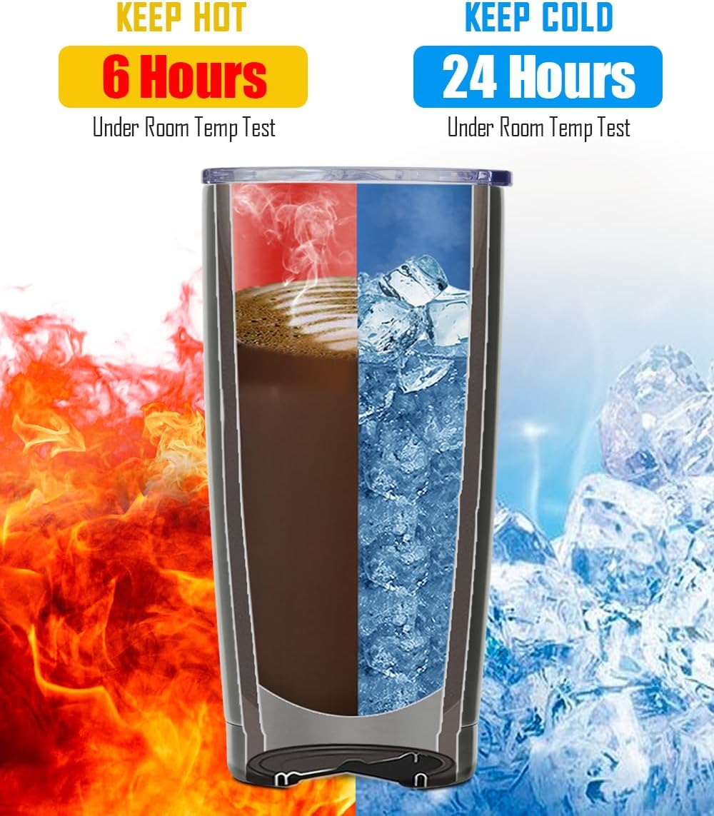 SUNWILL Coffee Tumbler with Lid, Christmas Gifts for Women, Stainless Steel Insulated Mug, CHAOS Coordinator Cups for Birthday, Thank you, Graduation - 20 oz Snow White