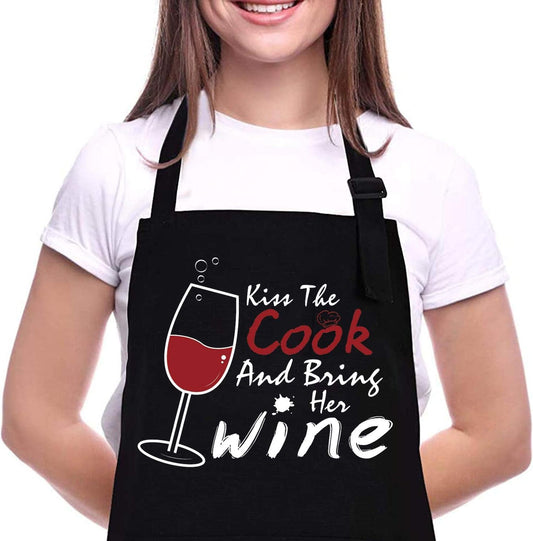 ZOORON Funny Black Chef Aprons for Men Adjustable BBQ Grill Kitchen Cooking Aprons with Pockets, Grill Accessories