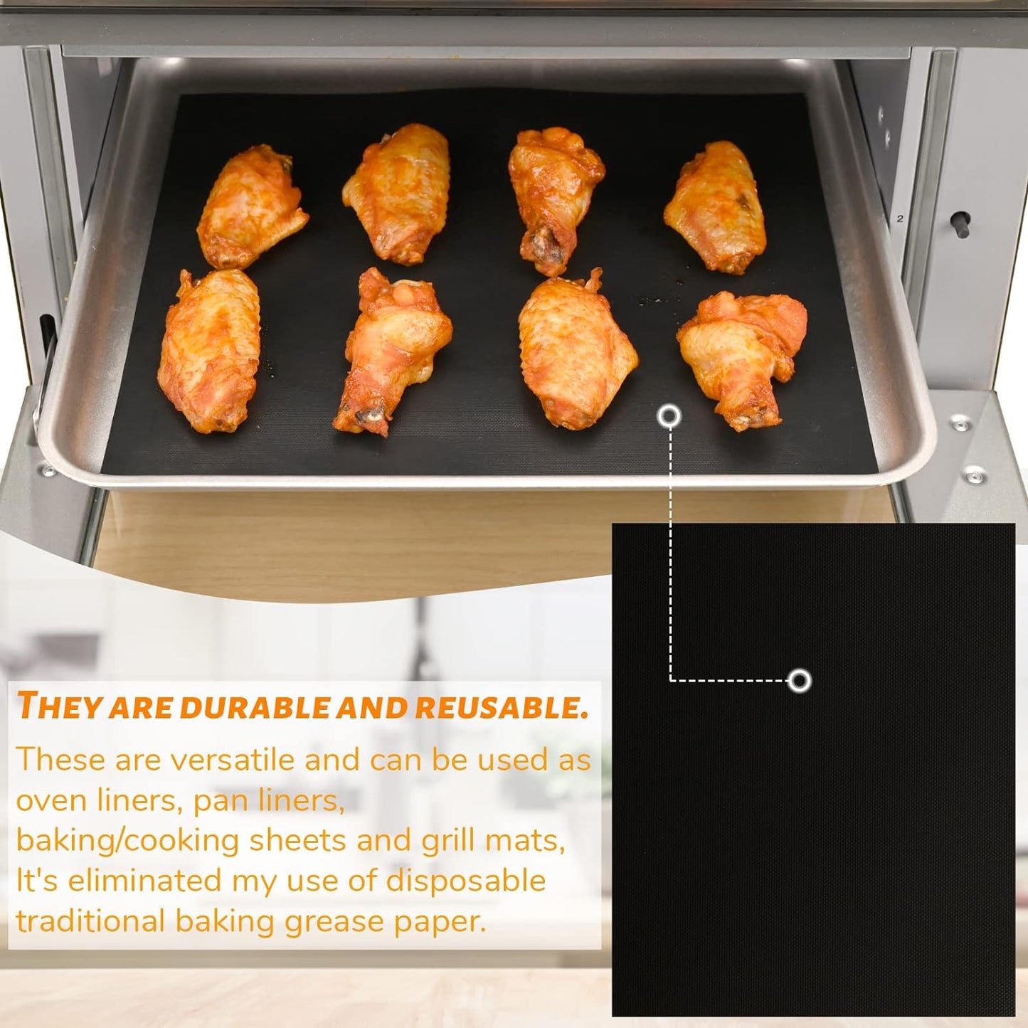 WMKGG 3 Pack Air Fryer Oven Liners Set, 9 x 11 Inch Reusable Non-Stick Toaster Oven Mats Compatible with Cuisinart, Breville, Ninja Foodi, Kalorik, Emeril Lagasse