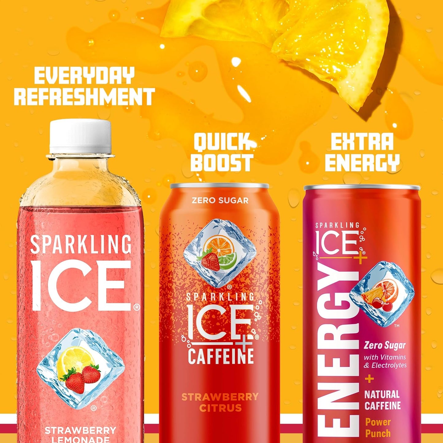 Sparkling Ice, Strawberry Lemonade Sparkling Water, Zero Sugar Flavored Water, with Vitamins and Antioxidants, Low Calorie Beverage, 17 fl oz Bottles (Pack of 12)