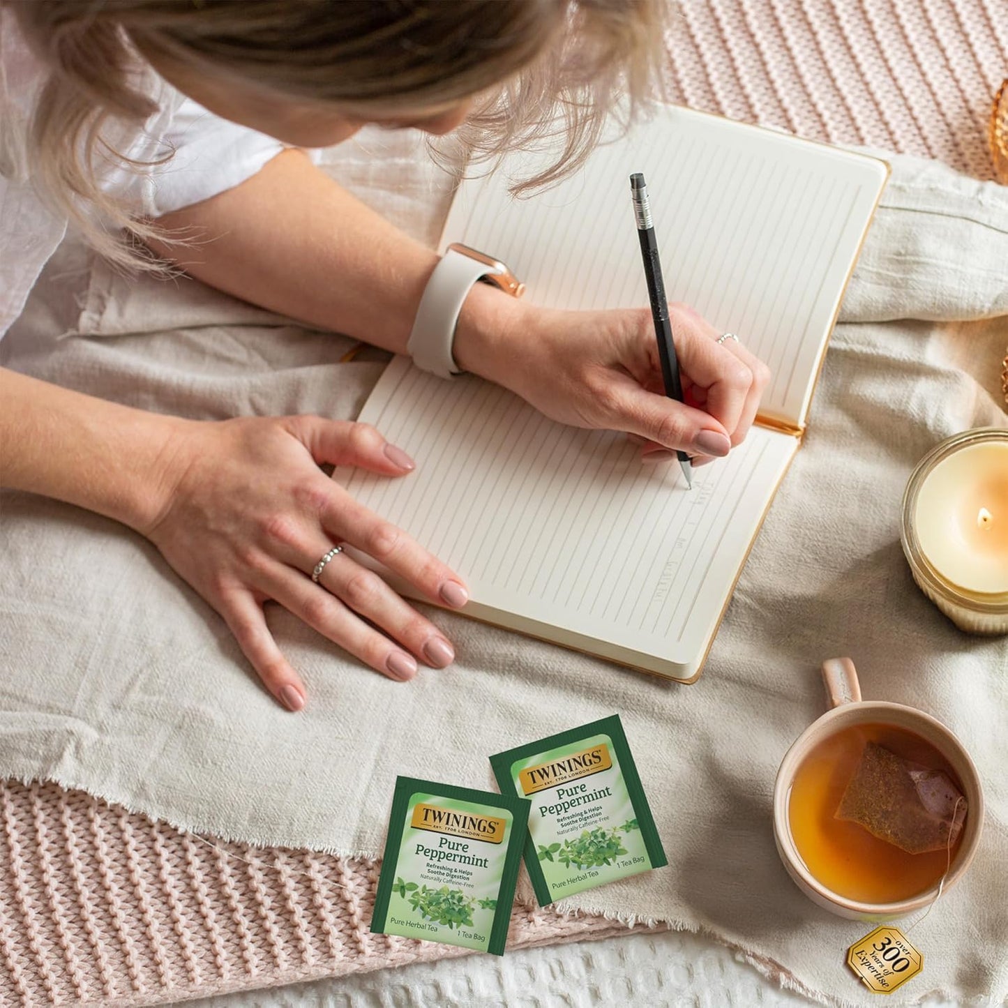 Twinings Pure Peppermint Herbal Tea Individually Wrapped Bags, 100 Count (Pack of 1), Fresh Minty Flavour, Naturally Caffeine-Free, Enjoy Hot or Iced, 100 Teabags