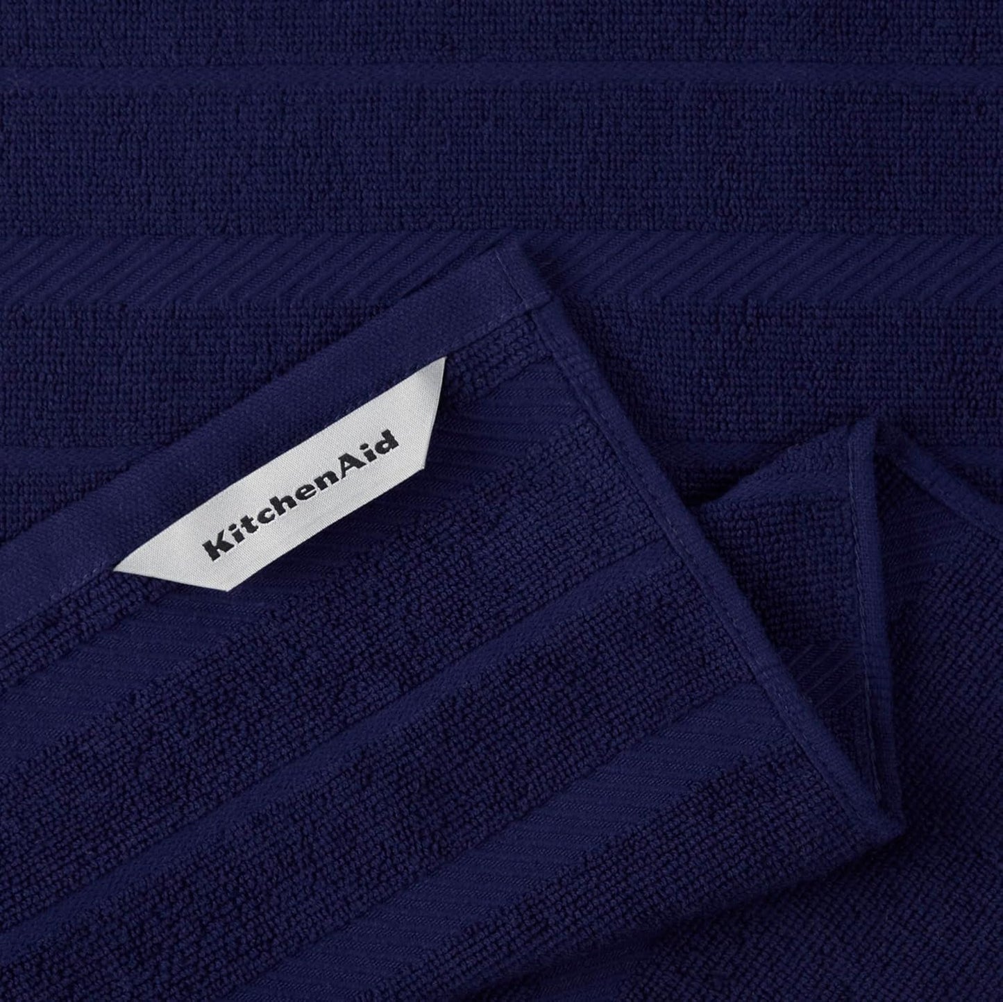 KitchenAid Albany Kitchen Towel 4-Pack Set, Cobalt Blue/White, 16"x26"
