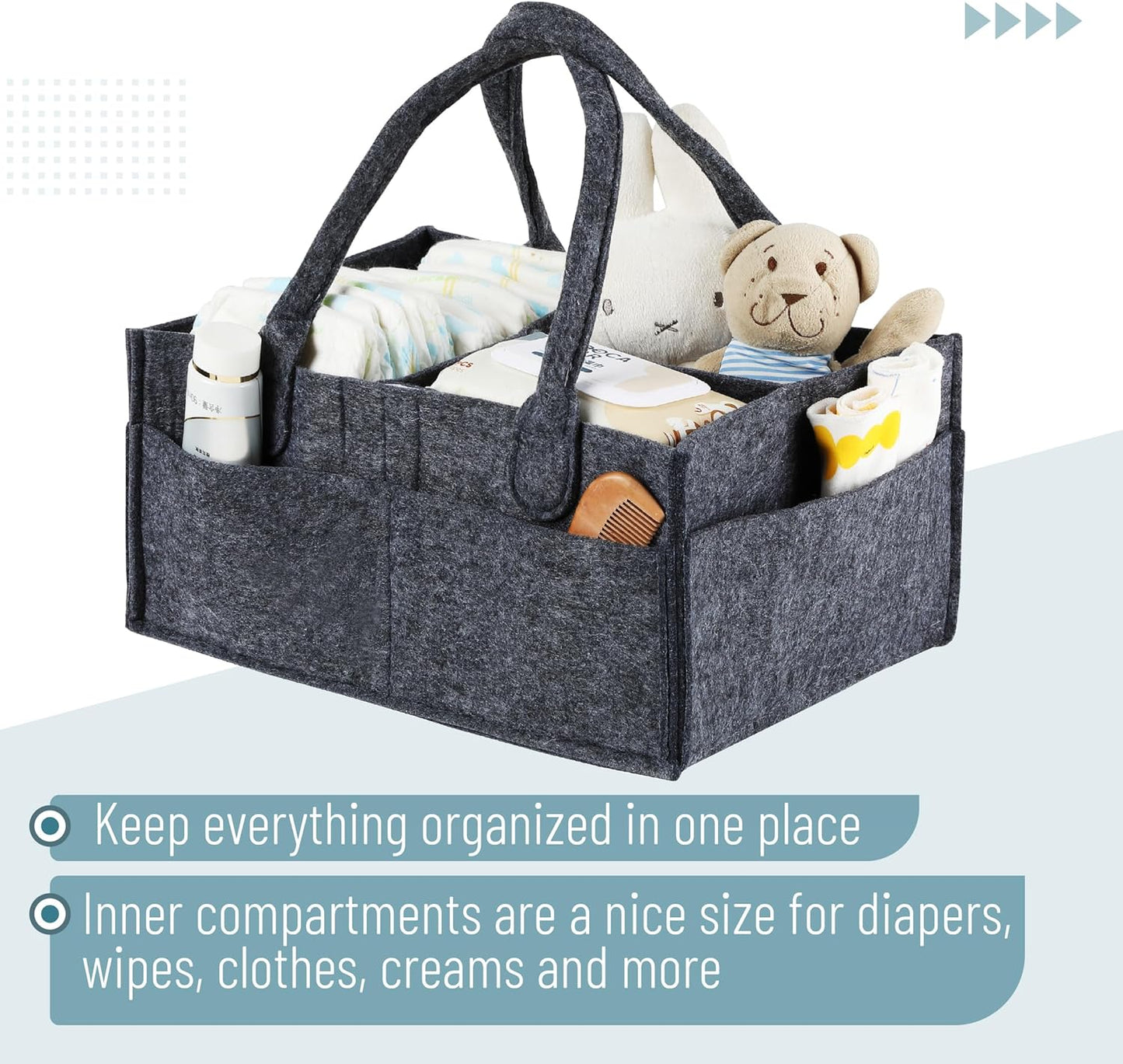 Mr. Pen- Baby Diaper Caddy Organizer, Charcoal Gray, Diaper Organizer, Car Diaper Caddy, Baby Caddy Organizer, Portable Diaper Caddy, Diaper Organizer for Changing Table, Baby Organizer for Nursery