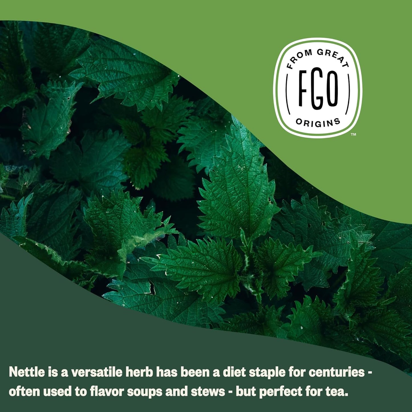 FGO Organic Nettle Leaf Loose Tea, Cut and Sifted, Caffeine Free, 16oz Bulk Resealable Bag, Packaging May Vary (Pack of 1)