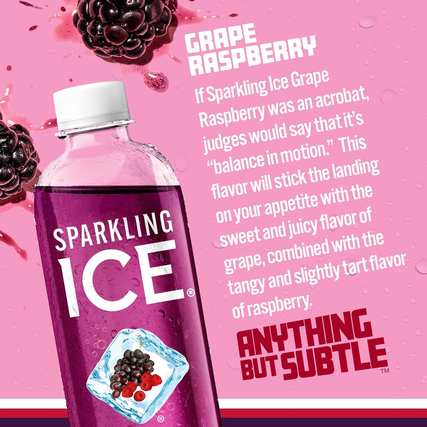 Sparkling Ice, Grape Raspberry Sparkling Water, Zero Sugar Flavored Water, with Vitamins and Antioxidants, Low Calorie Beverage, 17 fl oz Bottles (Pack of 12)