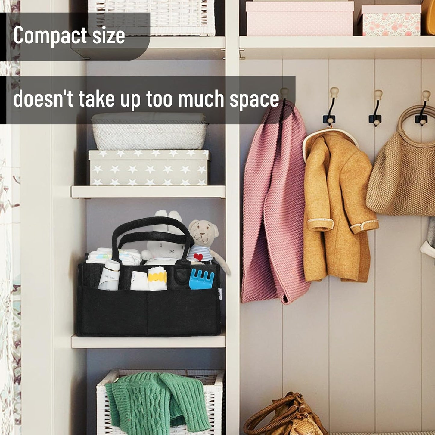 Mr. Pen Baby Diaper Caddy - Black Car Diaper Organizer, Portable Baby Caddy for Nursery & Changing Table