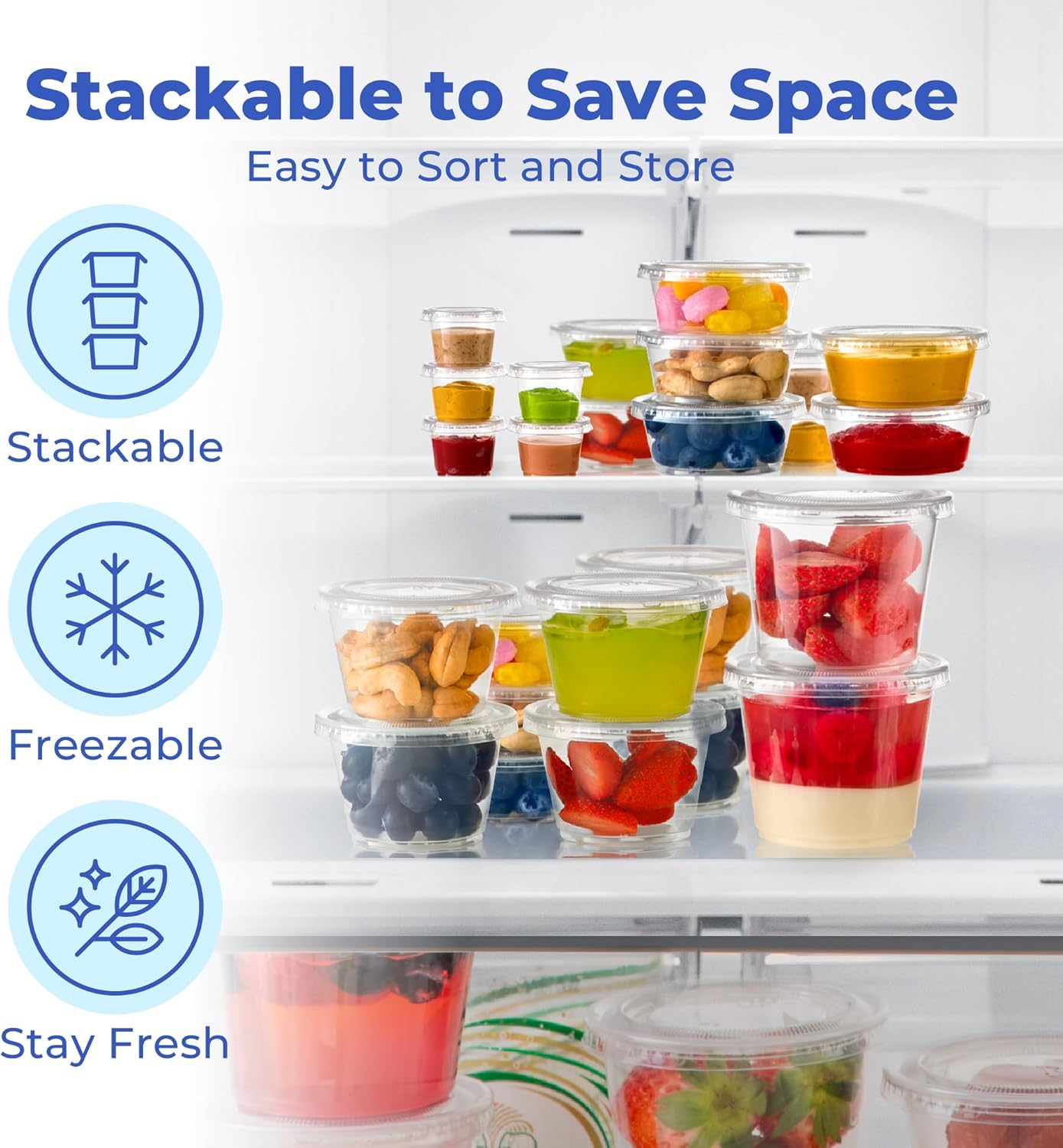 Fit Meal Prep 250 Pack 5.5 oz Jello Shot Cups with Lids, Disposable Souffle Portion Cups for Sauce