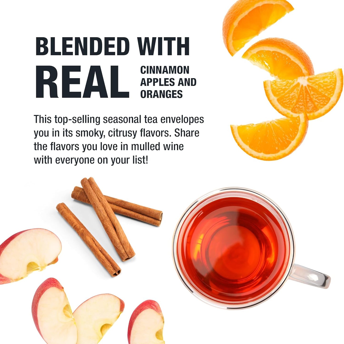 Tiesta Tea - Fireside Spice, Mulled Wine Herbal tea, Premium Loose Leaf Tea Blend, Non Caffeinated Holiday Teas, Make Hot or Iced & Brews Up to 200 Cups - 16 Ounce Resealable Bulk Pouch