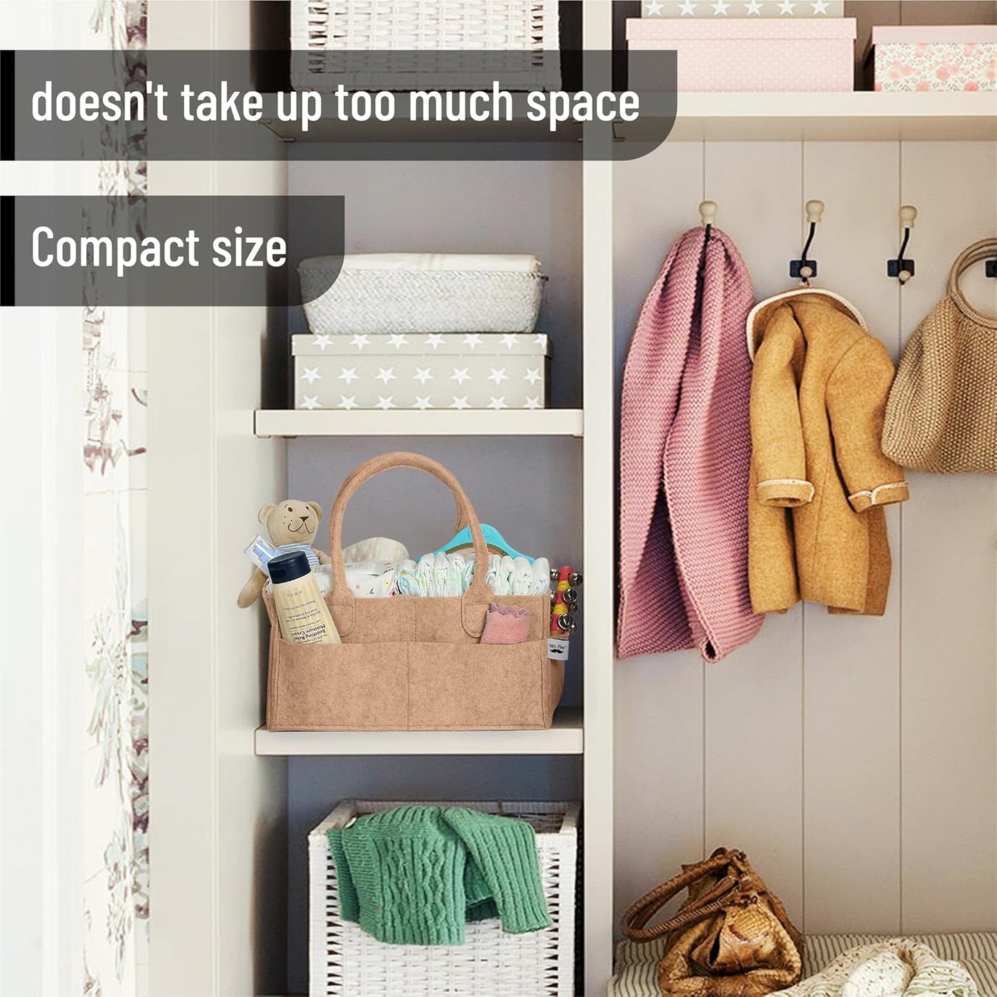 Mr. Pen- Baby Diaper Caddy Organizer, Earthy Clay, Baby Caddy Organizer with Handle, Compact Size, Collapsible & Portable