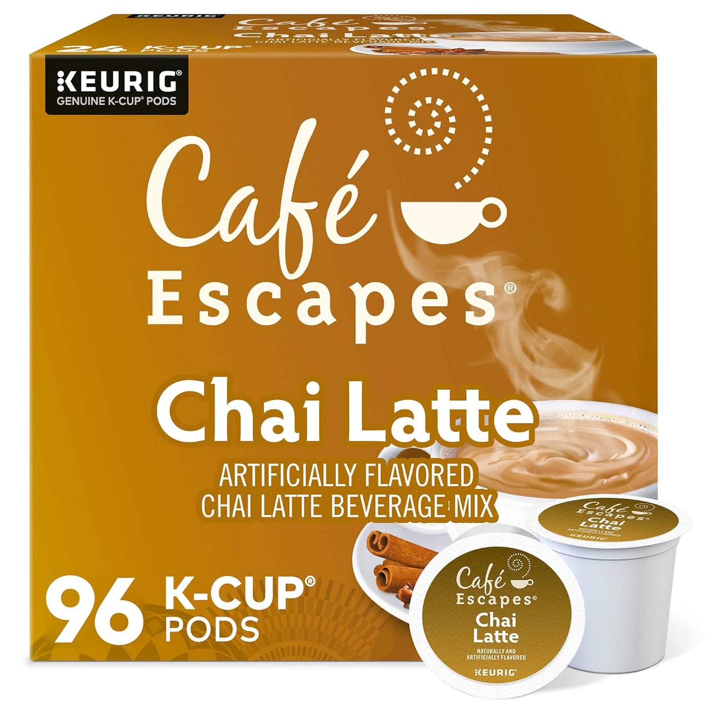 Cafe Escapes Chai Latte Keurig Single-Serve K-Cup Pods, 96 Count