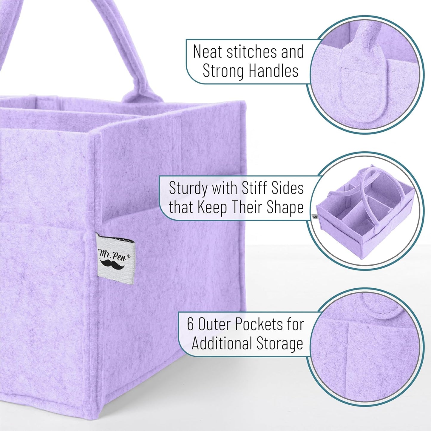 Mr. Pen- Baby Diaper Caddy Organizer, lavender dream, Baby Caddy Organizer with Handle, Compact Size, Collapsible & Portable