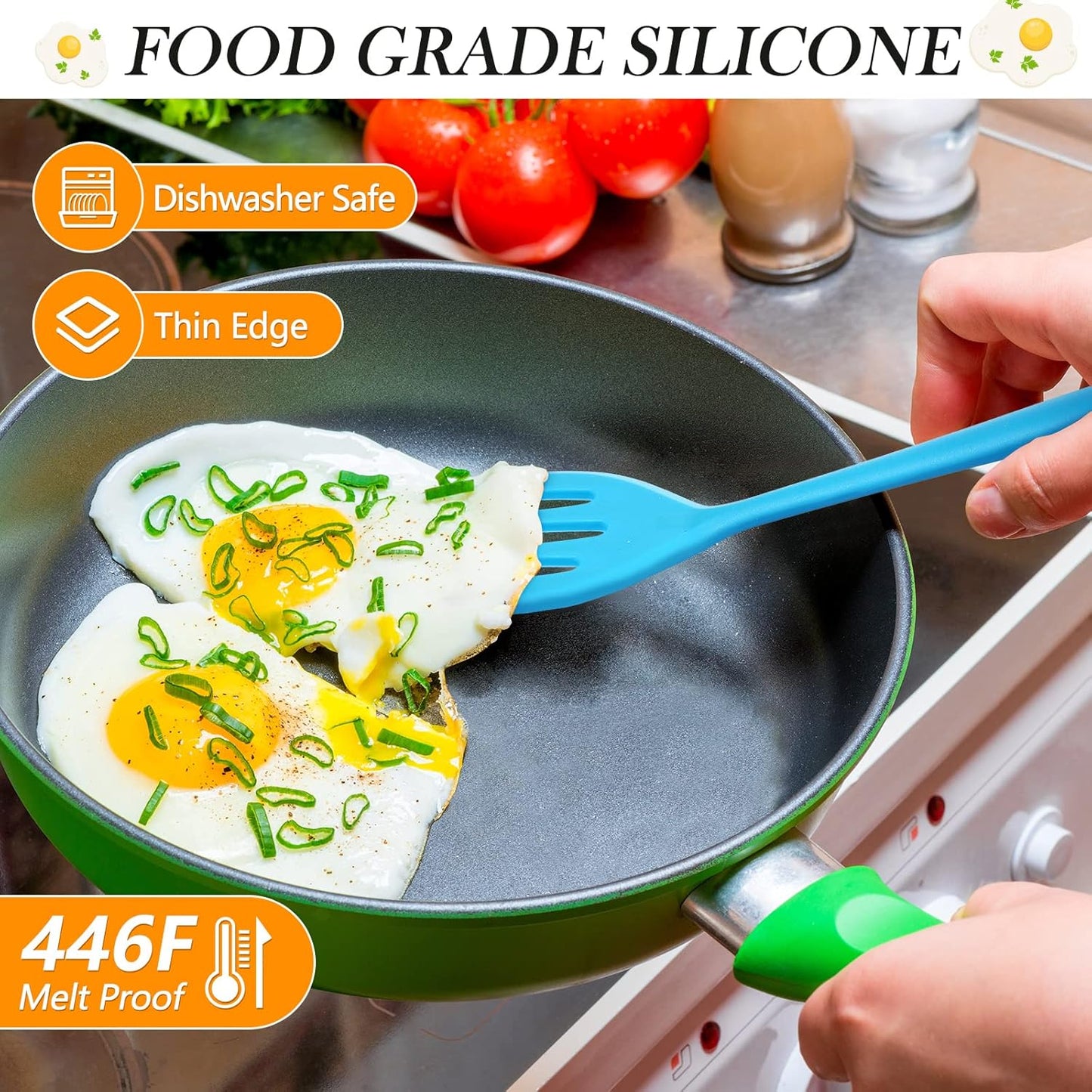 5 Pack Small Silicone Spatula Mini Rubber Turner High Heat Resistant Slotted Egg Fish Spatula Flipper Small Pancake Turner Mini Serving Cooking Kitchen Utensils (Red Blue Green Orange Pink)