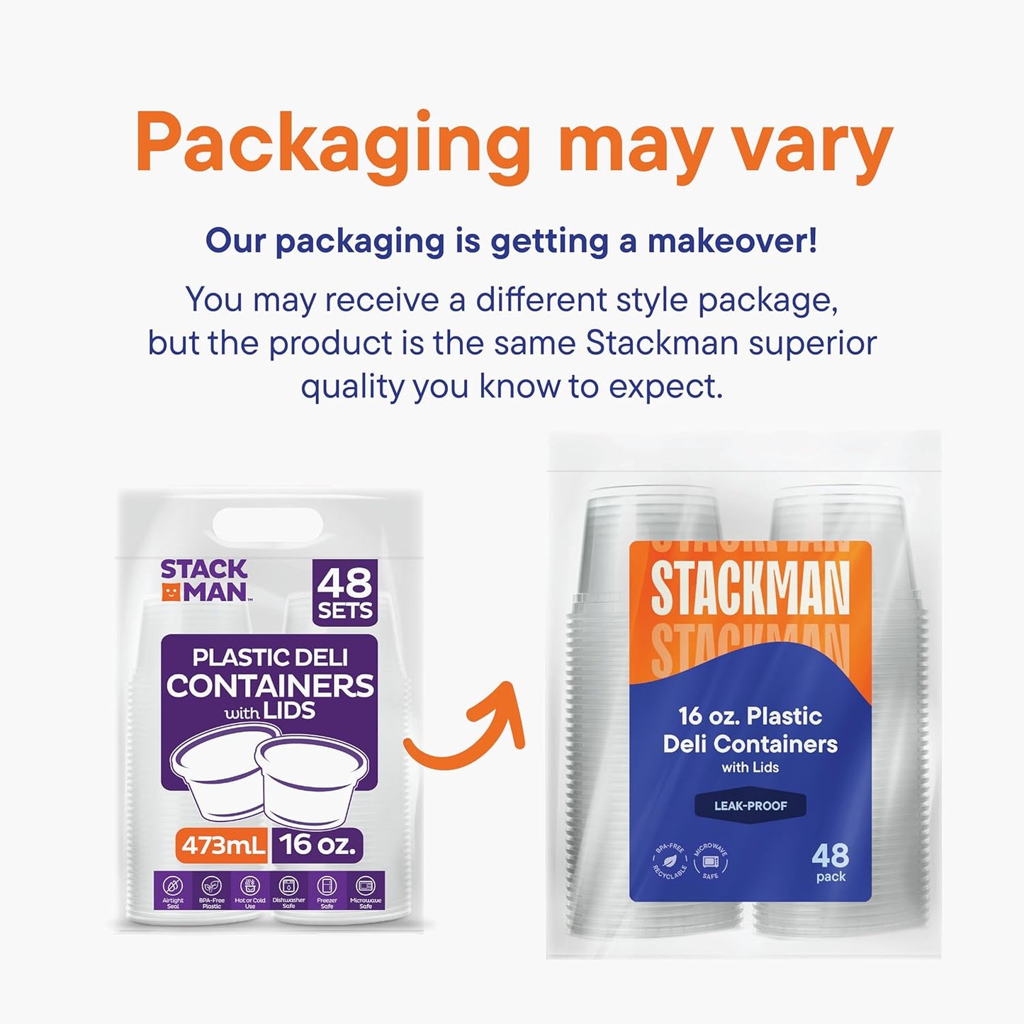 Stack Man [240 Sets - 16 oz.] Clear Plastic Deli Food Storage Containers with Airtight Lids - Soup Containers - Bulk Pack - 240/Case Brand