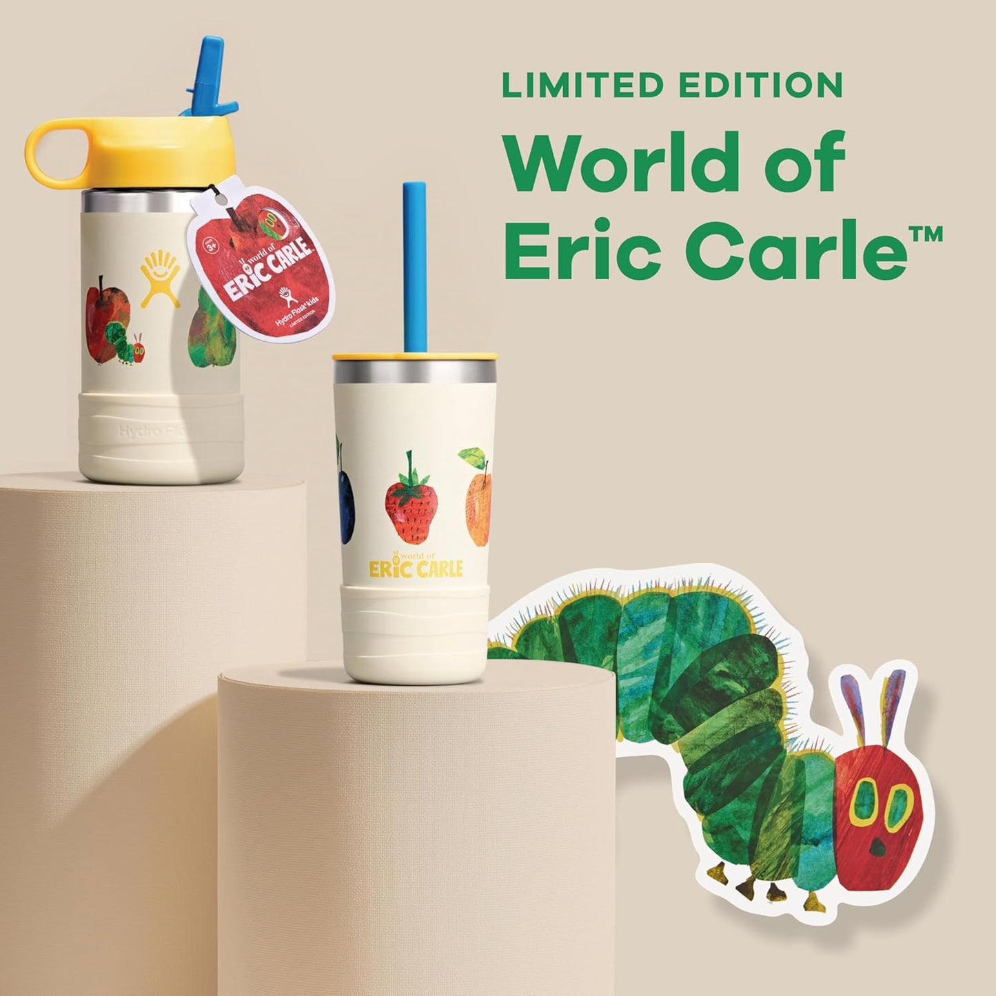 Hydro Flask Kids Water Bottle for School - Stainless Steel and Insulated with Straw Cap - 12 Oz World of Eric Carle™ Fruit