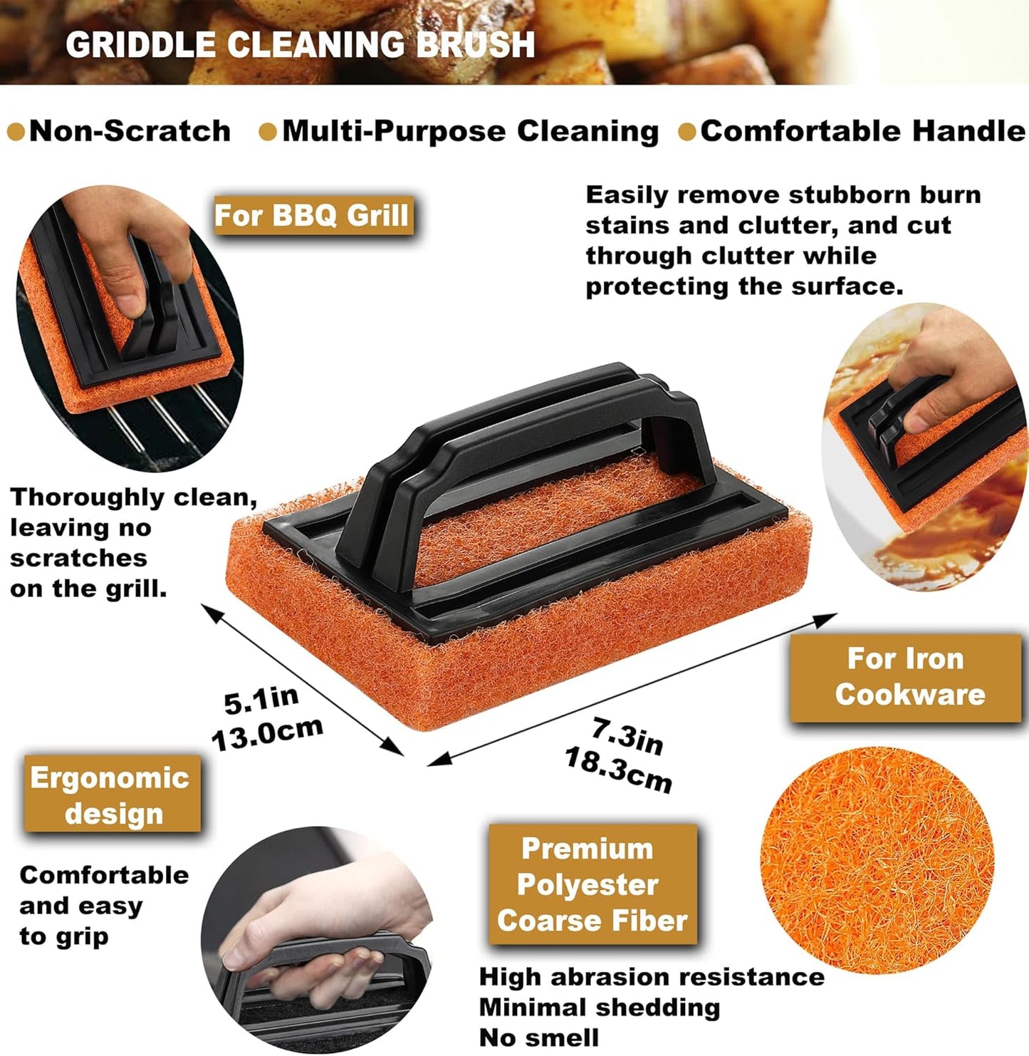 ROMANTICIST 8pcs Professional Griddle Accessories Kit - Heavy Duty Stainless Steel Grill Spatula Set for Grill Griddle Hibachi Flat Top Outdoor Cooking - Great Grill Gift on Birthday Wedding