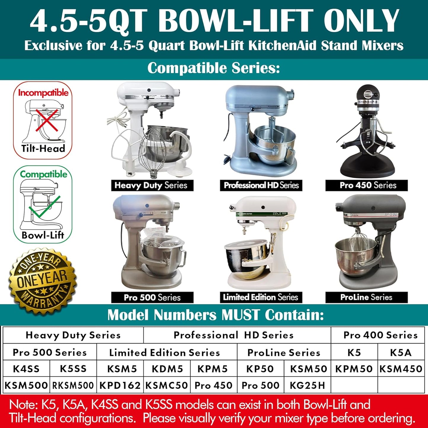 Stainless Steel Flat Beater - Compatible with KitchenAid 4.5-5qt Bowl-Lift Mixer, Fits Heavy Duty, Professiona HD, Pro 450, Pro 500, Limited Edition, ProLine Series, K5A, K4SS, K5SS, KSM5, KSM50