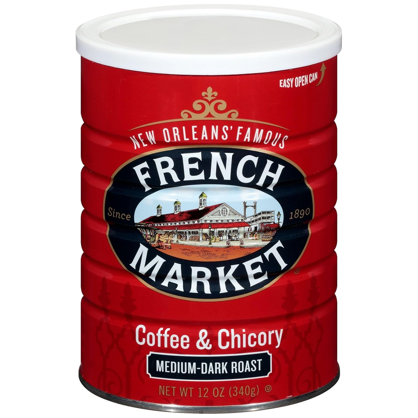 French Market Coffee & Chicory Medium-Dark Roast Ground Coffee, 12oz Can (Pack of 3)