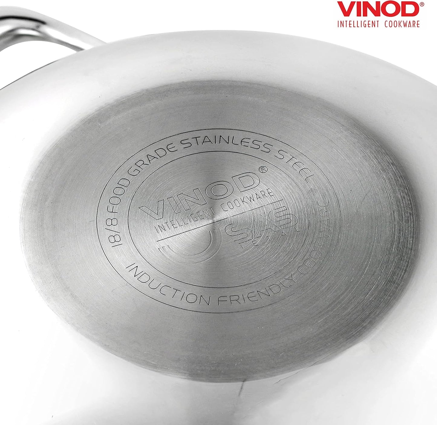 Vinod Platinum Triply Stainless Steel Kadai | Suitable For Indian Cooking, Sauces, Stews, Soups | Extra Deep Kadai With Lid | Induction, Electric Friendly (22cm)