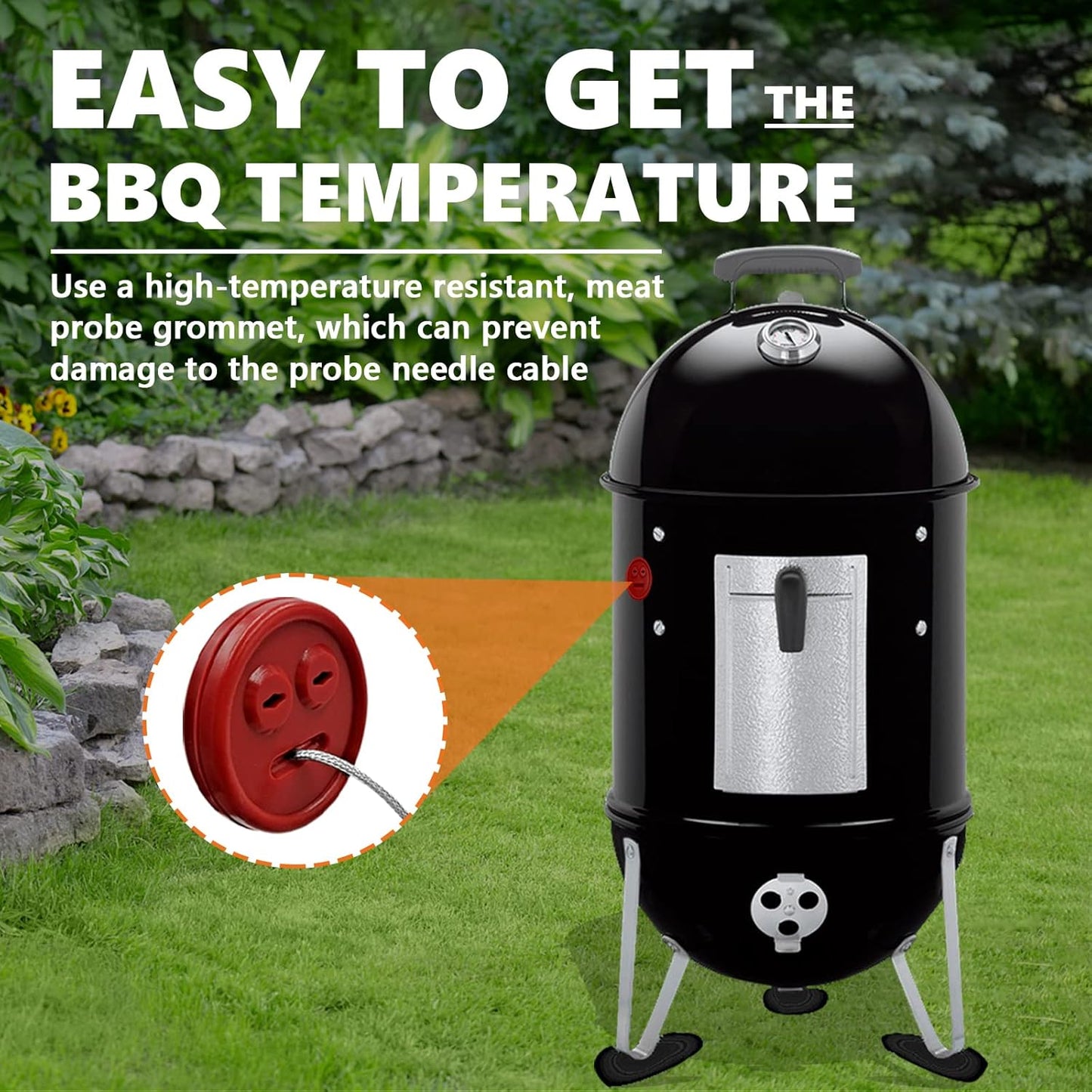 4 Pack Thermometer Meat Probe Red Grommet for Grills, Compatible with Weber 85037 Smokey Mountain Cookers Accessories, and Other Smoer Thermometer Sensor Port