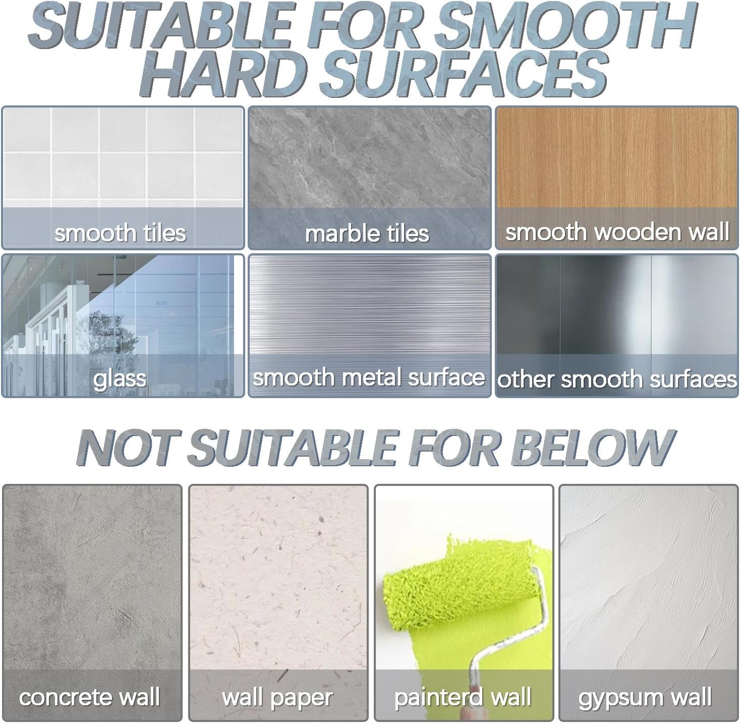 3-H 4-Pack Self Adhesive Broom Holder Wall Mount - Heavy Duty No Drill Broom Organizer for Garage Closet Kitchen, Plastic Storage Rack for Brooms Mops Tools, Peel and Stick Adhesive