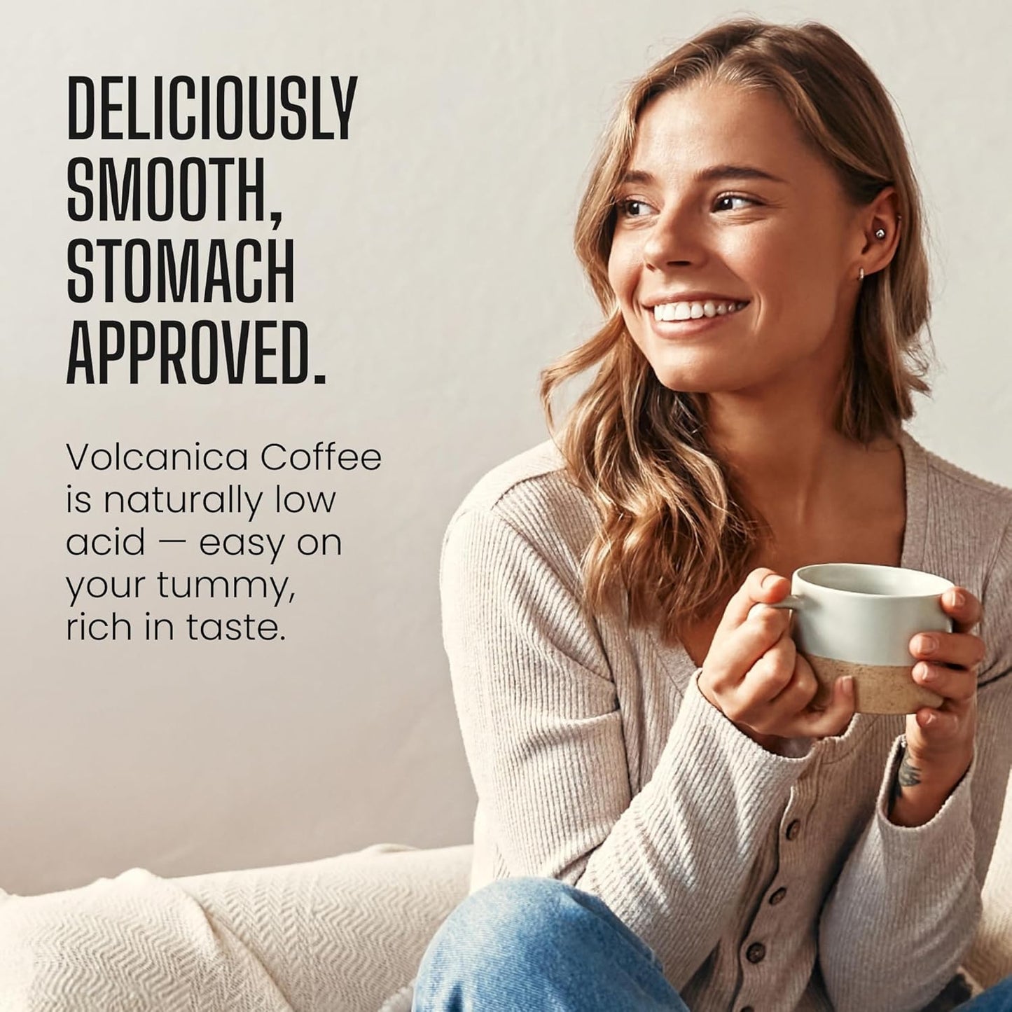 Low Acid Coffee, Blend of Natural Low Acidic Coffee, Whole Bean, Medium Roast, Fresh Roasted, 16-ounces