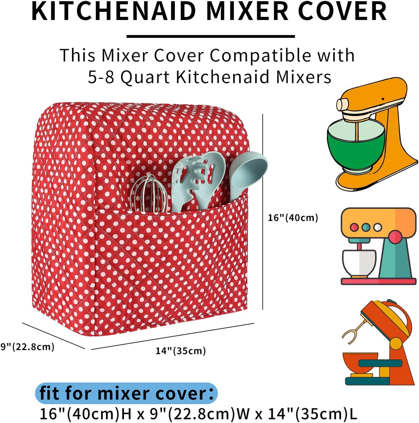 Kitchen Aid Mixer Cover,Stand Mixer Cover Compatible with 6-8 Quart Kitchenaid/Hamilton Mixers/Tilt Head Bowl Lift Models Stand Mixer,Pioneer Woman Kitchen Mixer Cover.Kitchen Aid Mixer Accessories