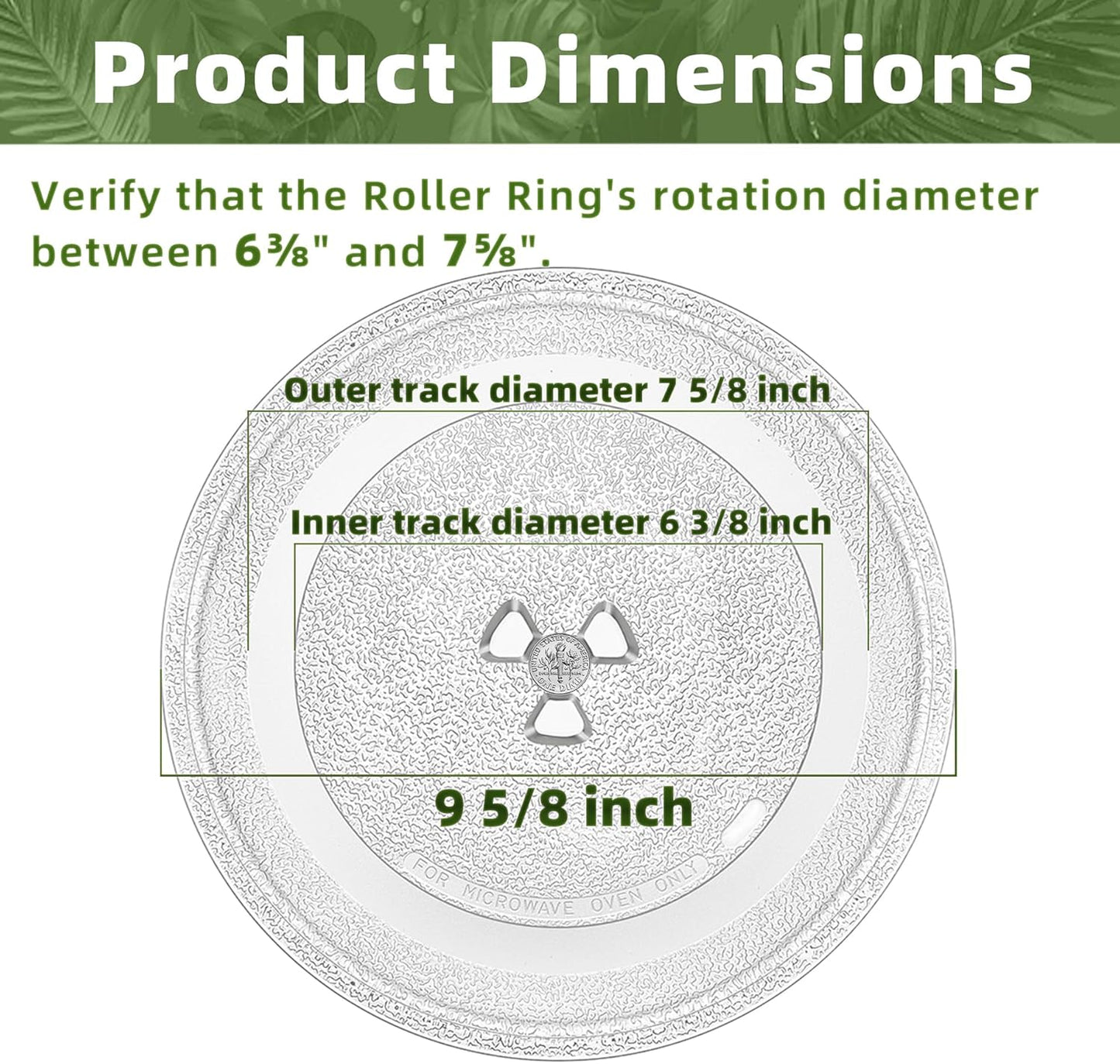 Smallest 9.6 Inch Microwave Plate Replacement Compatible With Panasonic Microwave Glass Plate F06016D00XN, 9.6" Microwave Plate Replacement for Nostalgia 0.7 cu.ft. 700W small retro microwaves
