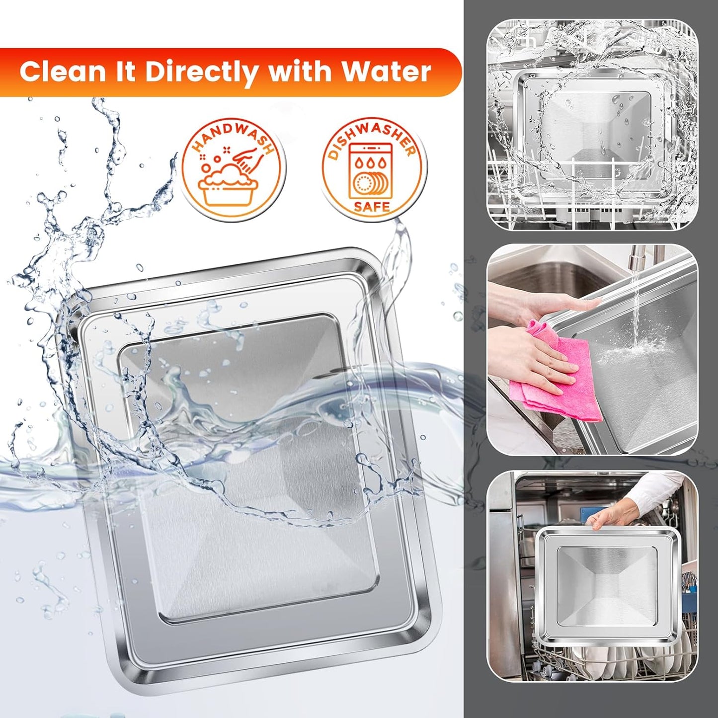 Air Fryer Toaster Oven Accessories for TOA-28 AFR-25 TOA-26 Toaster Air Fryer Convection Oven, 304 Stainless Steel Pan Toaster Oven Tray Replacement Air Fryer Tray Replacement