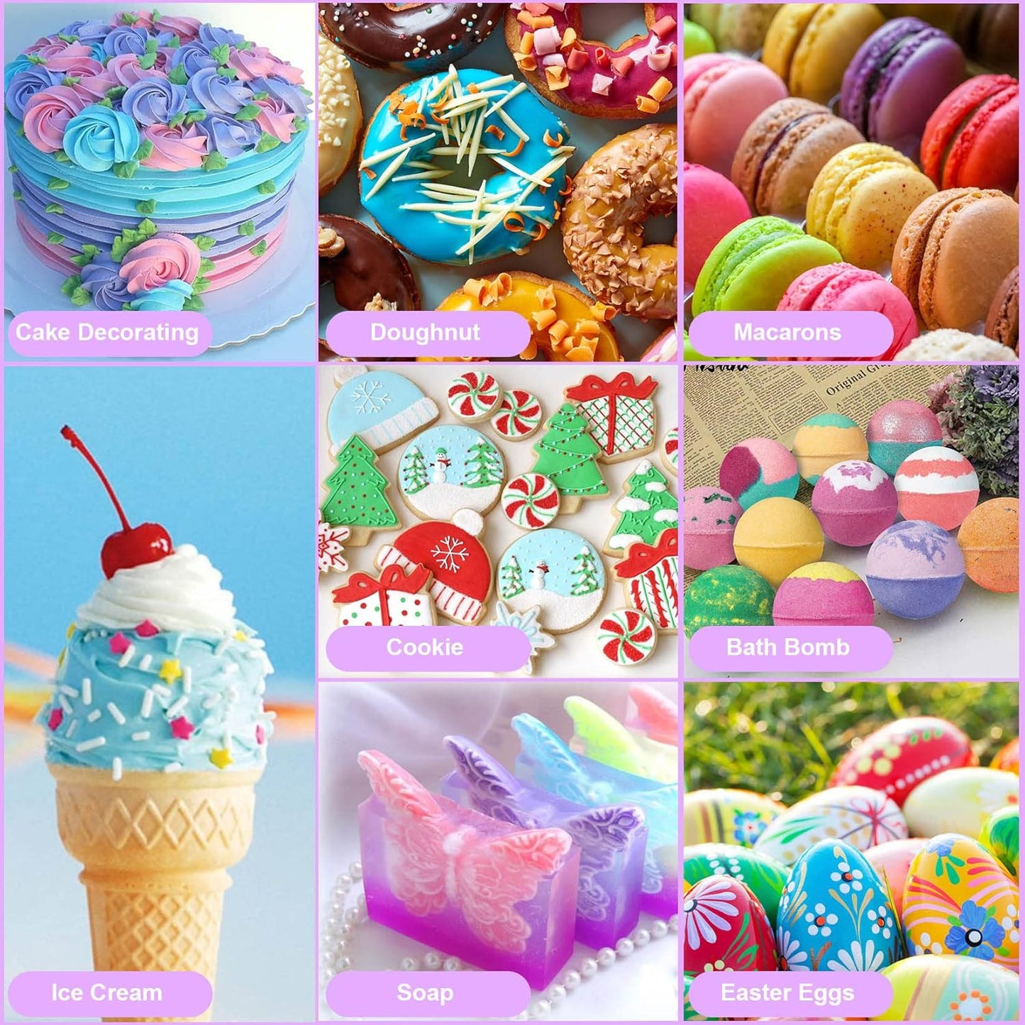 Gel Food Coloring - 15 Colors Flavorless Gel Based Food Color Dye, Vibrant Edible Concentrated Food Coloring for Cake Cookie Decorating, Easter Egg, Icing, Fondant, Christmas Baking, Macaron (6g/Bottle) - Vegan