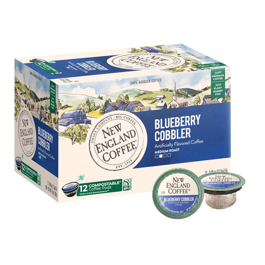 New England Coffee Blueberry Cobbler Medium Roast Single Serve Pods, 12ct Box (Pack of 1)