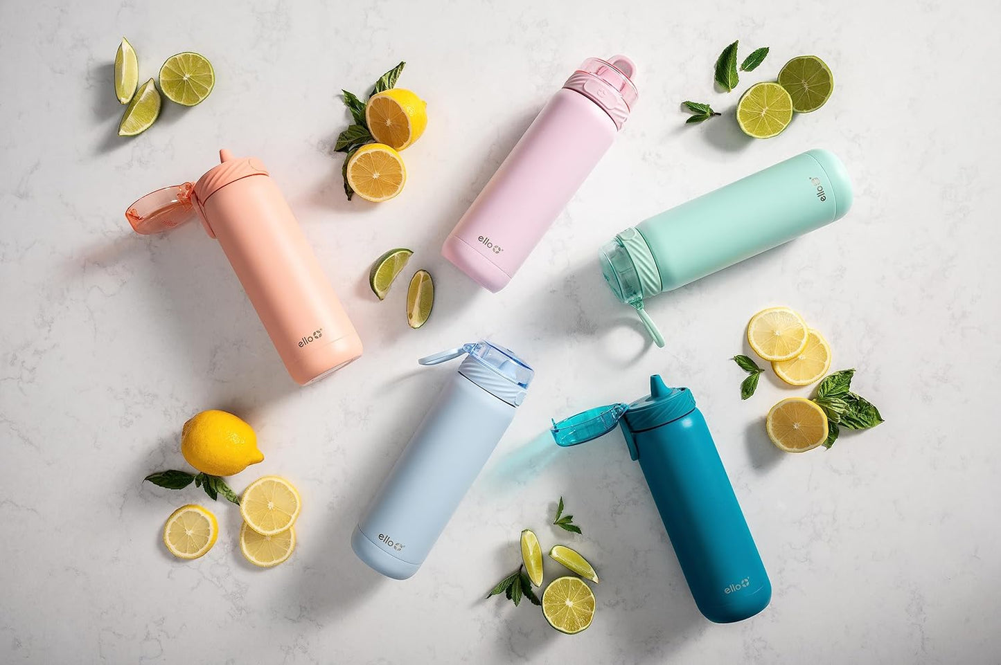 Ello Cooper 18oz Kids Stainless Steel Water Bottle with 2 Lids Chug and Straw | Leak Proof Double Walled and Vacuum Insulated | Fits Car Cupholder | Built in Carry Loop | Dishwasher Safe | Antigua