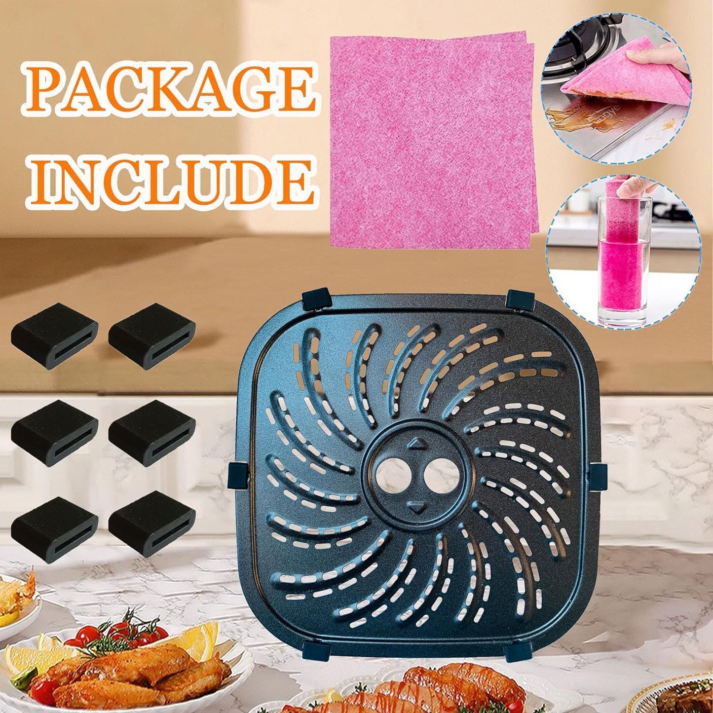 Air Fryer Grill Plate for 8QT PowerXL Vortex Pro Air Fryer Plus, Upgraded Air Fryer Grill Pan Crisper Plate Tray Insert Grate Rack Shelf for PowerXL 8QT Air Fryer, Dishwasher Safe, Nonstick