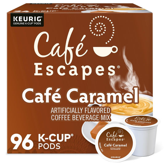 Cafe Escapes Cafe Caramel, Keurig Single-Serve K-Cup Pods, 96 Count
