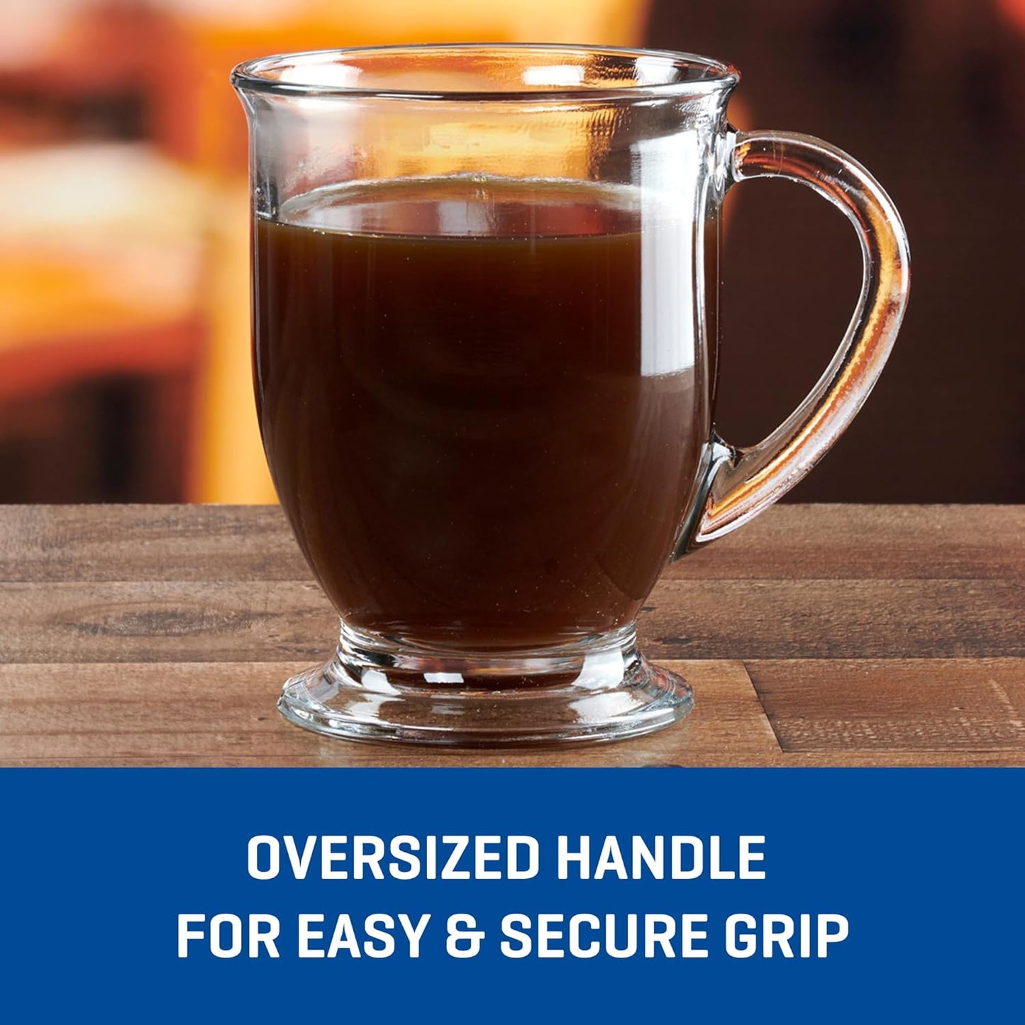 Anchor Hocking Café Glass Coffee Mugs, 16 oz, Set of 6