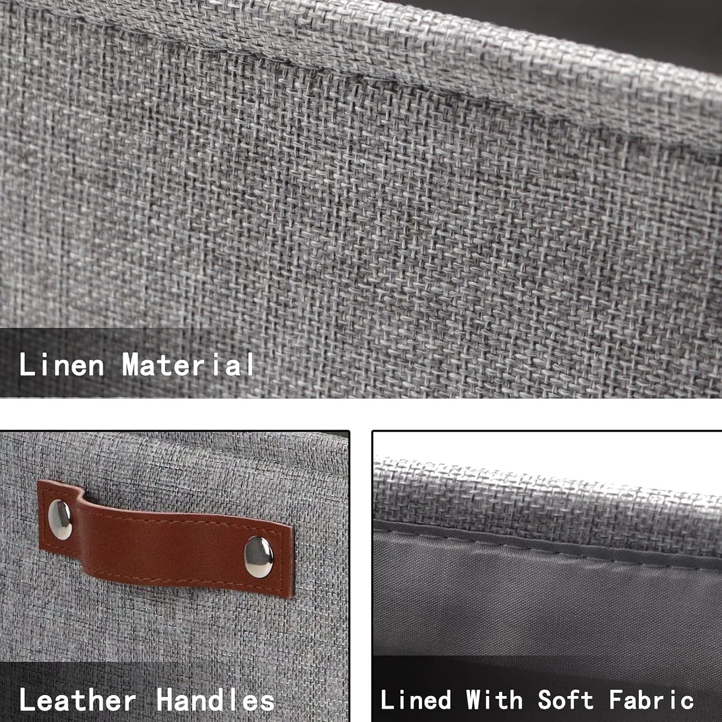 HNZIGE Storage Basket Bins(3 Pack) Large Collapsible Storage baskets for organizing Shelf Closet Bedroom, Perfect Storage Box with Handles for Closet, Clothes, Toy, Home?Gray, 15" x 11" x 9.5"?