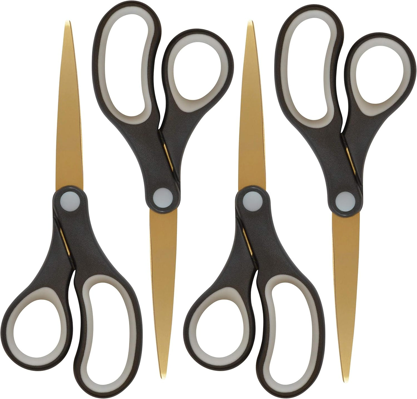 Westcott 55848 8-Inch Titanium-Bonded Scissors For Office and Home, Black/Gold, 4 Pack