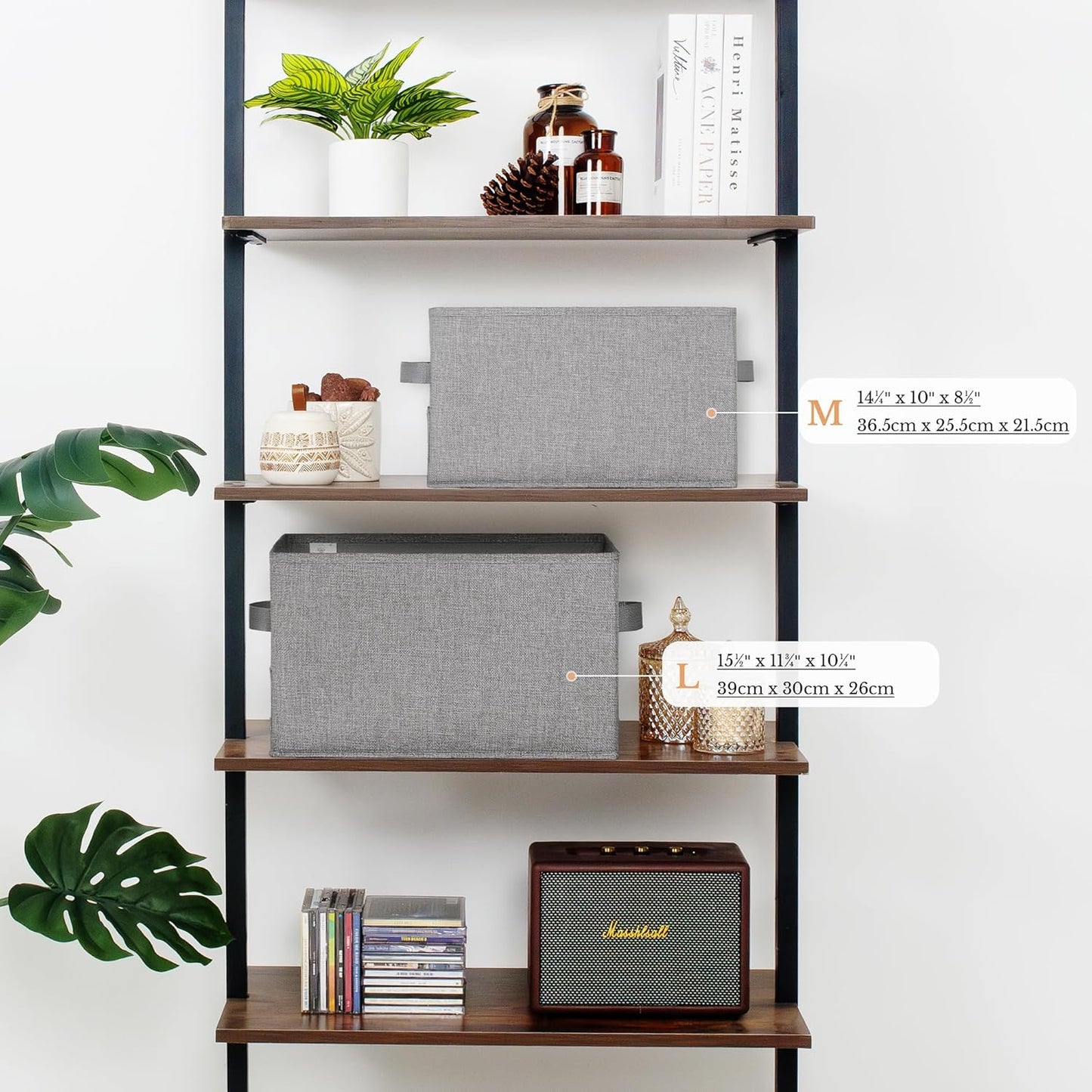 GRANNY SAYS Storage Bins for Shelves, Closet Bins with Label Holders, Fabric Storage Bin for Bedroom, Decorative Storage Containers for Organizing Living Room, Dark Gray, 3-Pack