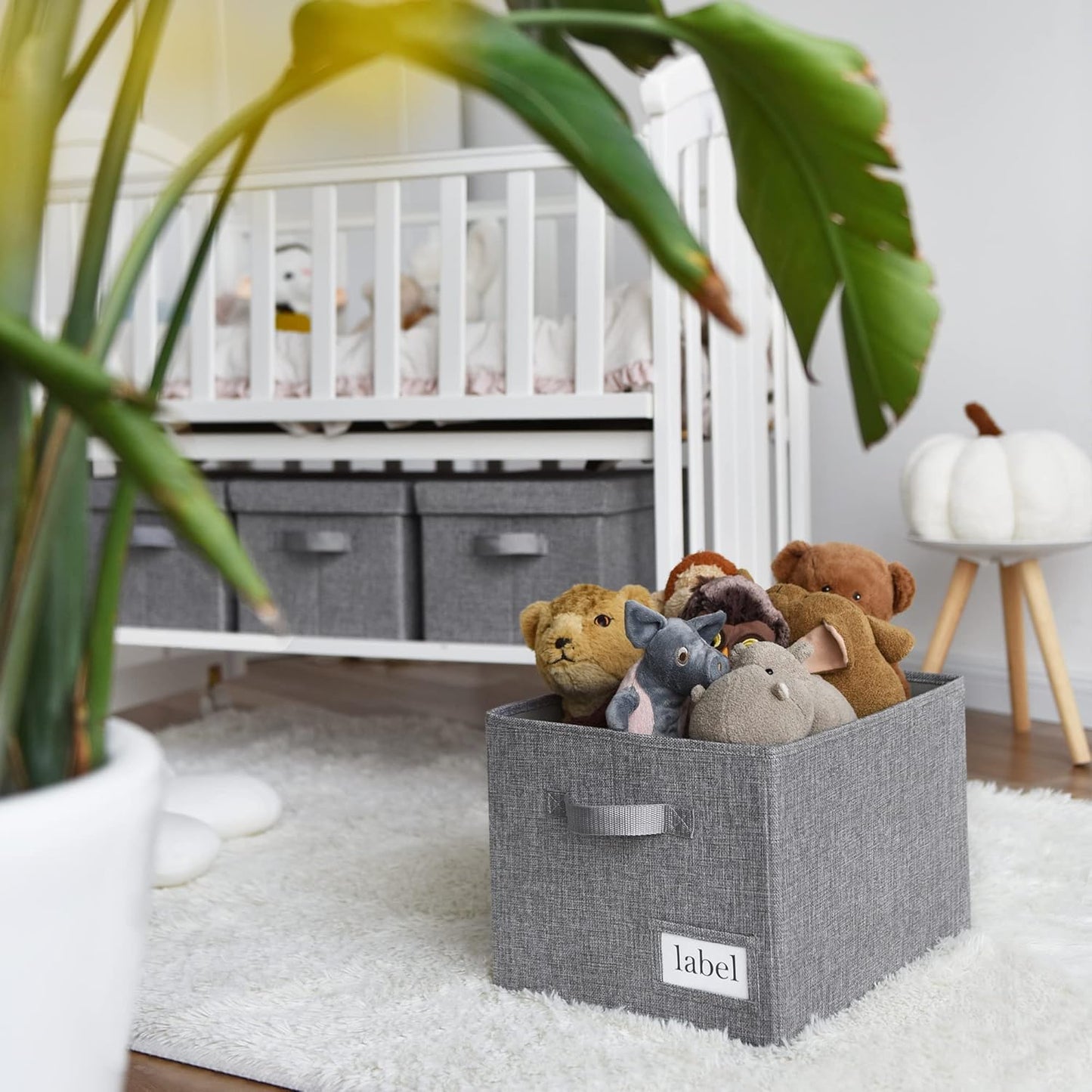 GRANNY SAYS Closet Organizers and Storage, Fabric Storage bins with Label Holder, Shelf Baskets for Organizing Bedroom, Decorative Storage Containers for Wardrobe, Dark Gray, Extra Large, 3-Pack