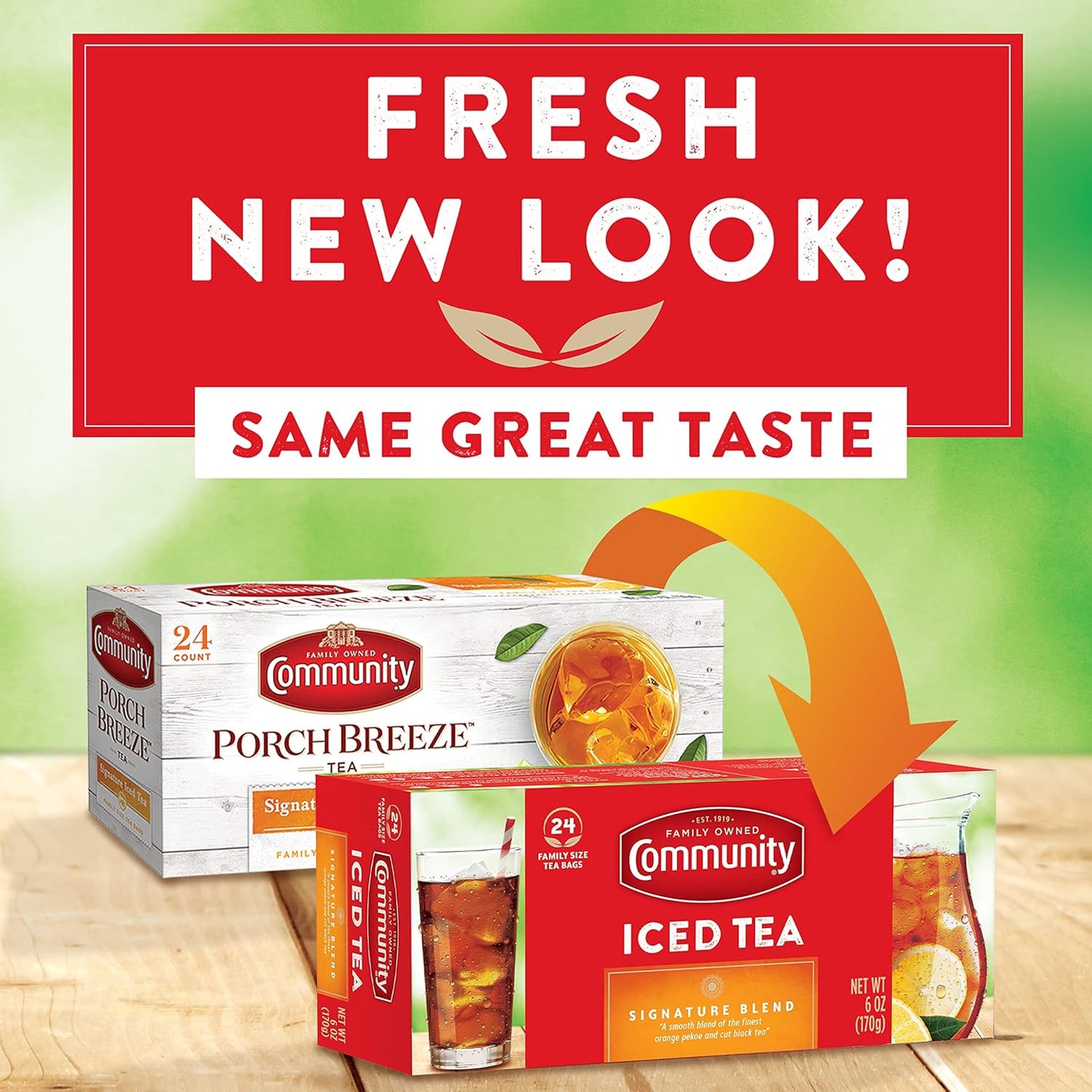 Community Coffee Decaf Tea, 24 Family Size Tea Bags (Pack of 1)