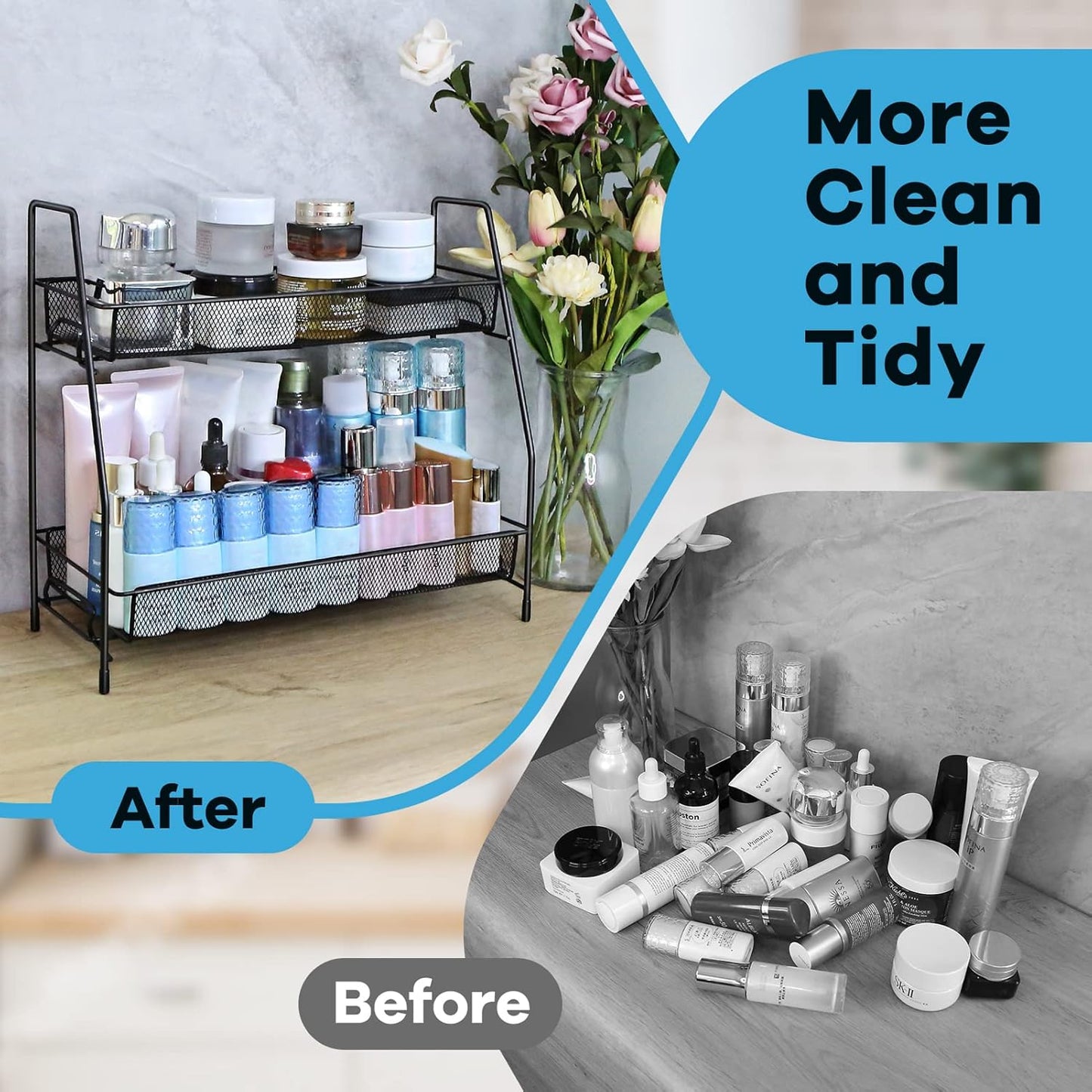 Spice Rack Organizer for Cabinet, Bathroom Organizer Countertop, Bathroom Counter Organizer, Kitchen Countertop Organizer, Bathroom Vanity Organizer